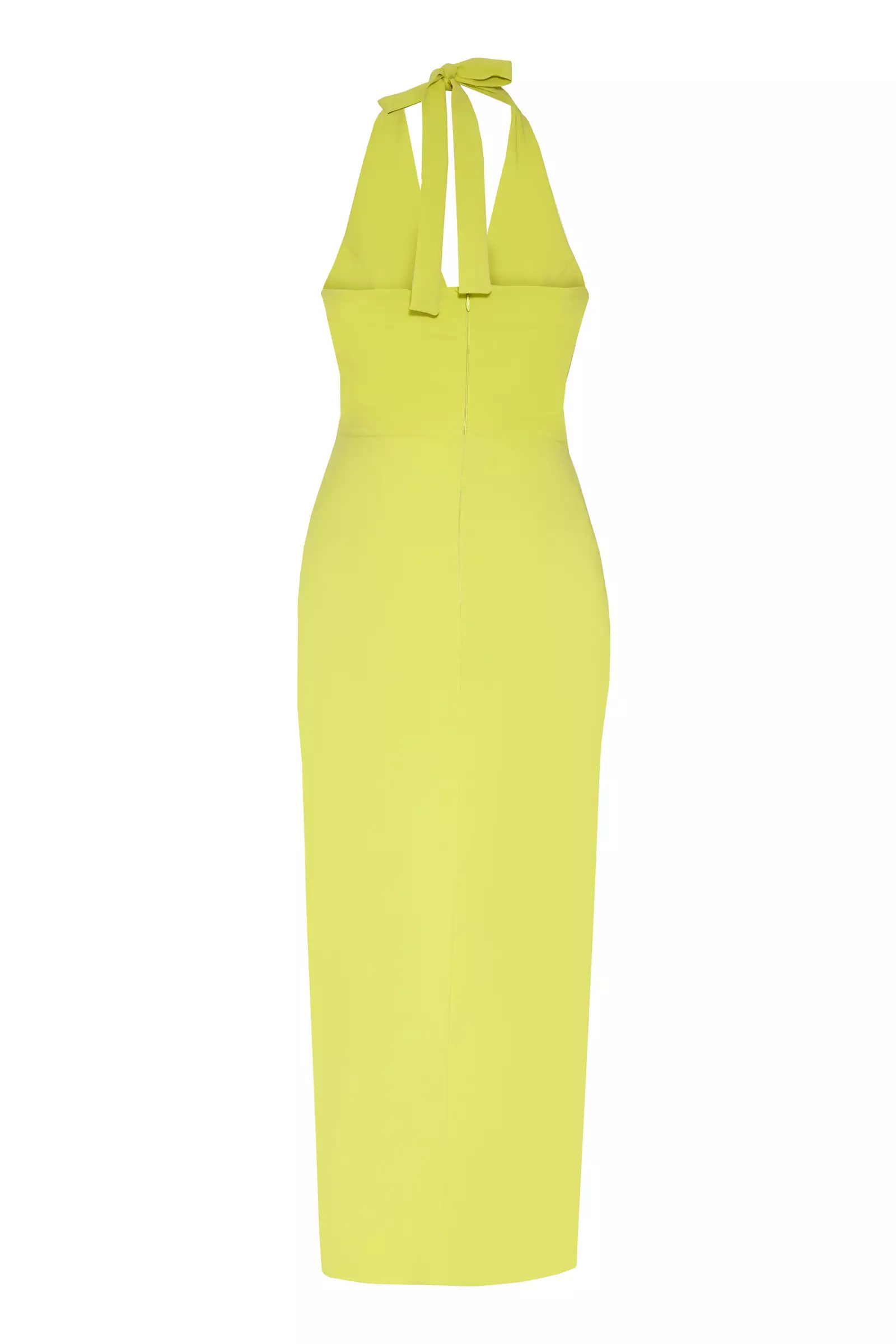Pistachio Green Crepe Sleeveless Midi Dress