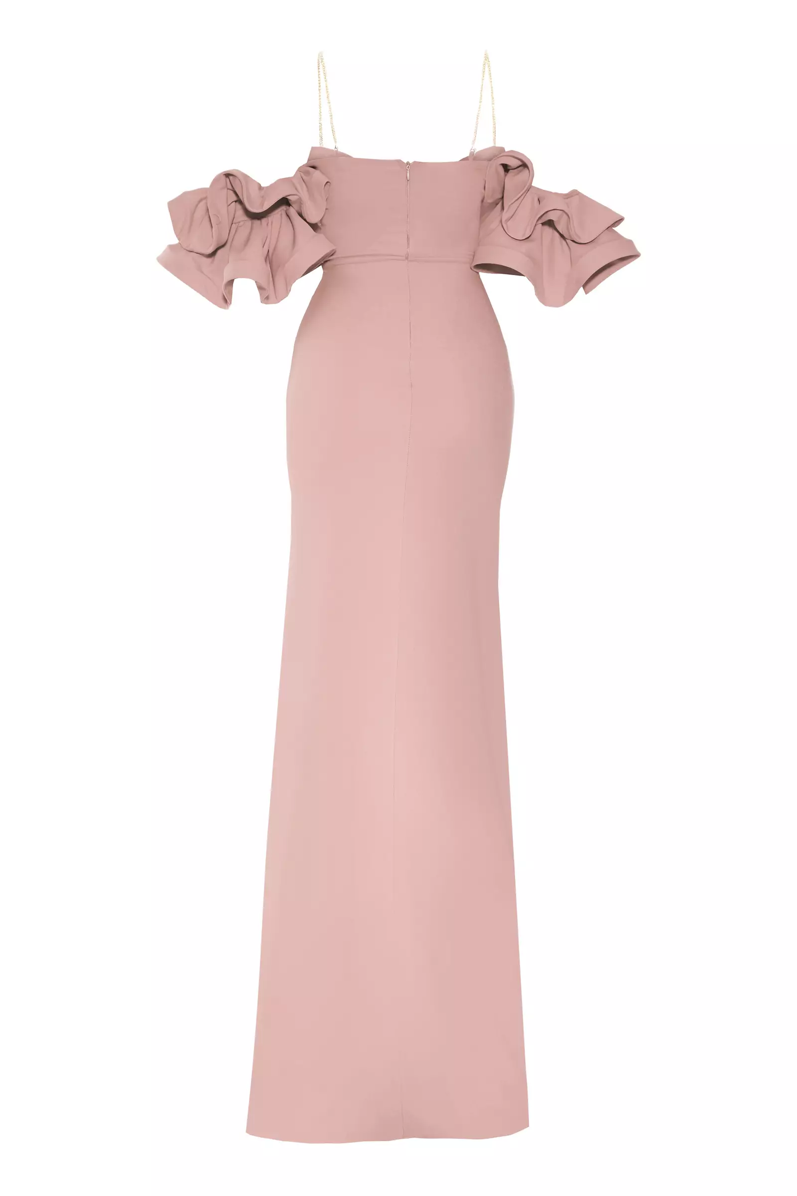Blush Crepe Short Sleeve Maxi Dress