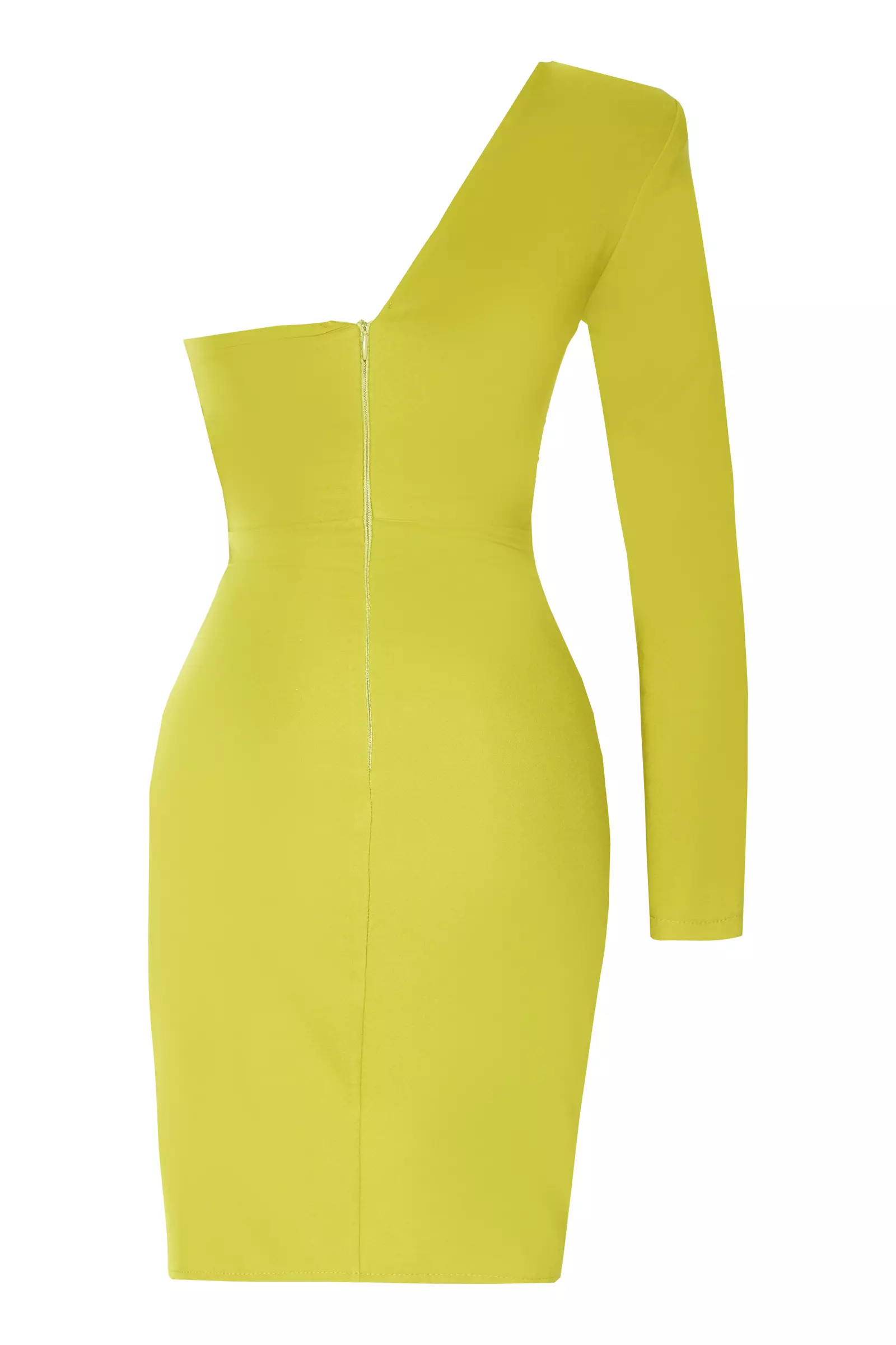 Pistachio Green Plus Size Crepe One Arm Mini Dress