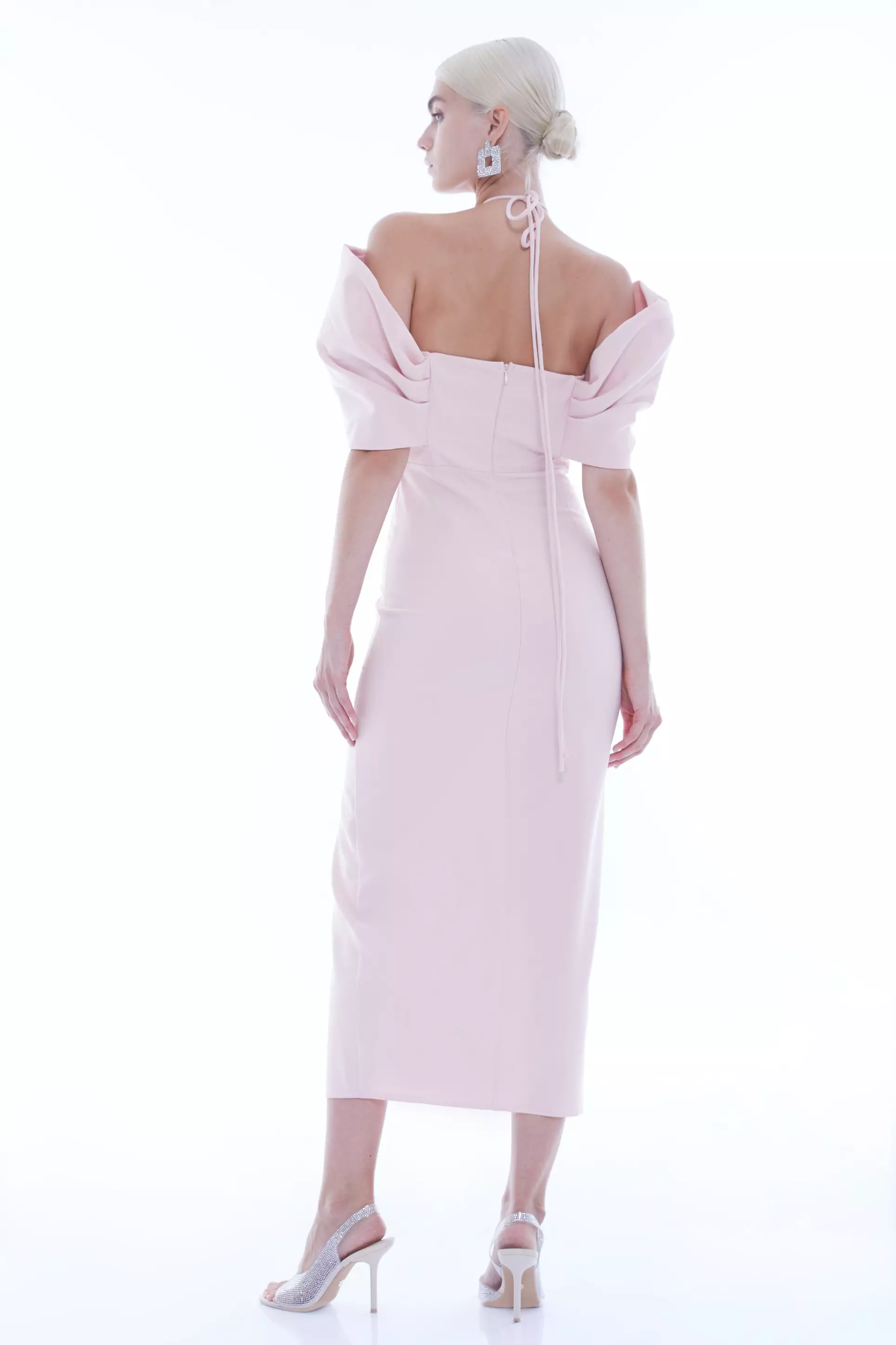 Blush Crepe Sleeveless Midi Dress