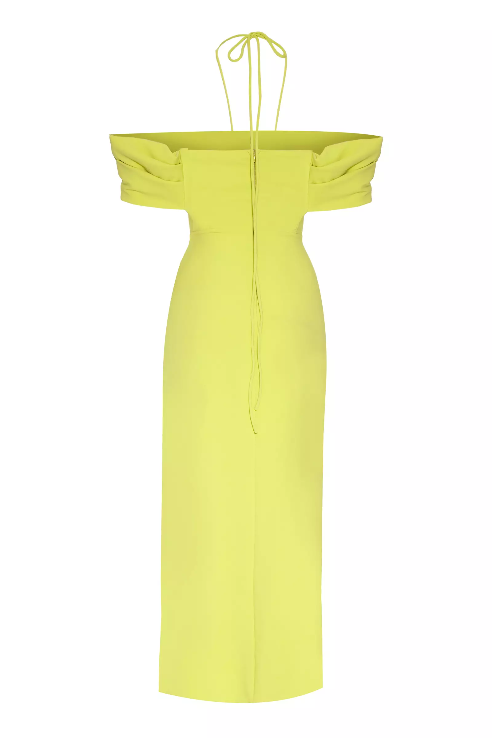 Pistachio Green Crepe Sleeveless Midi Dress