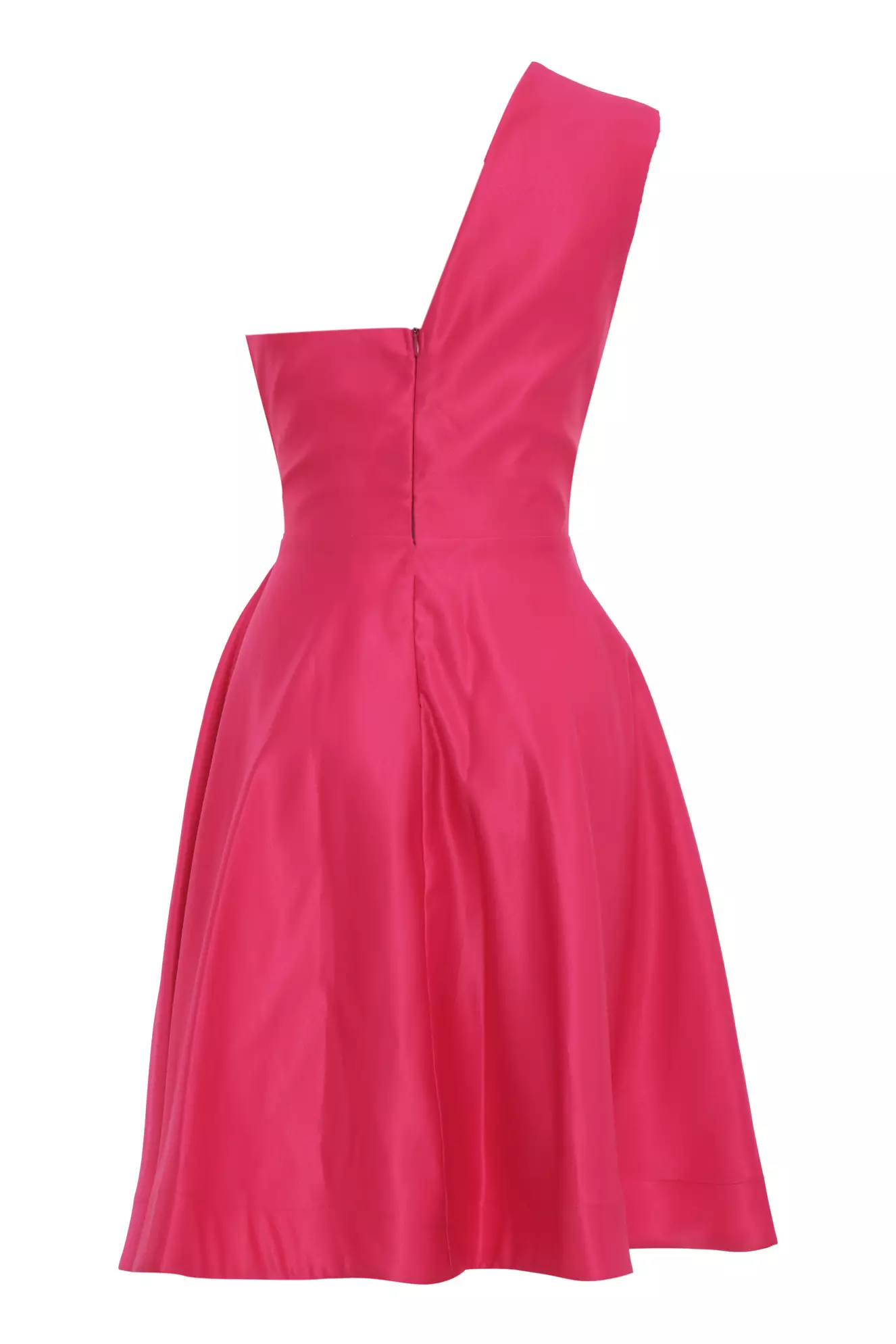Fuchsia Satin One Arm Mini Dress
