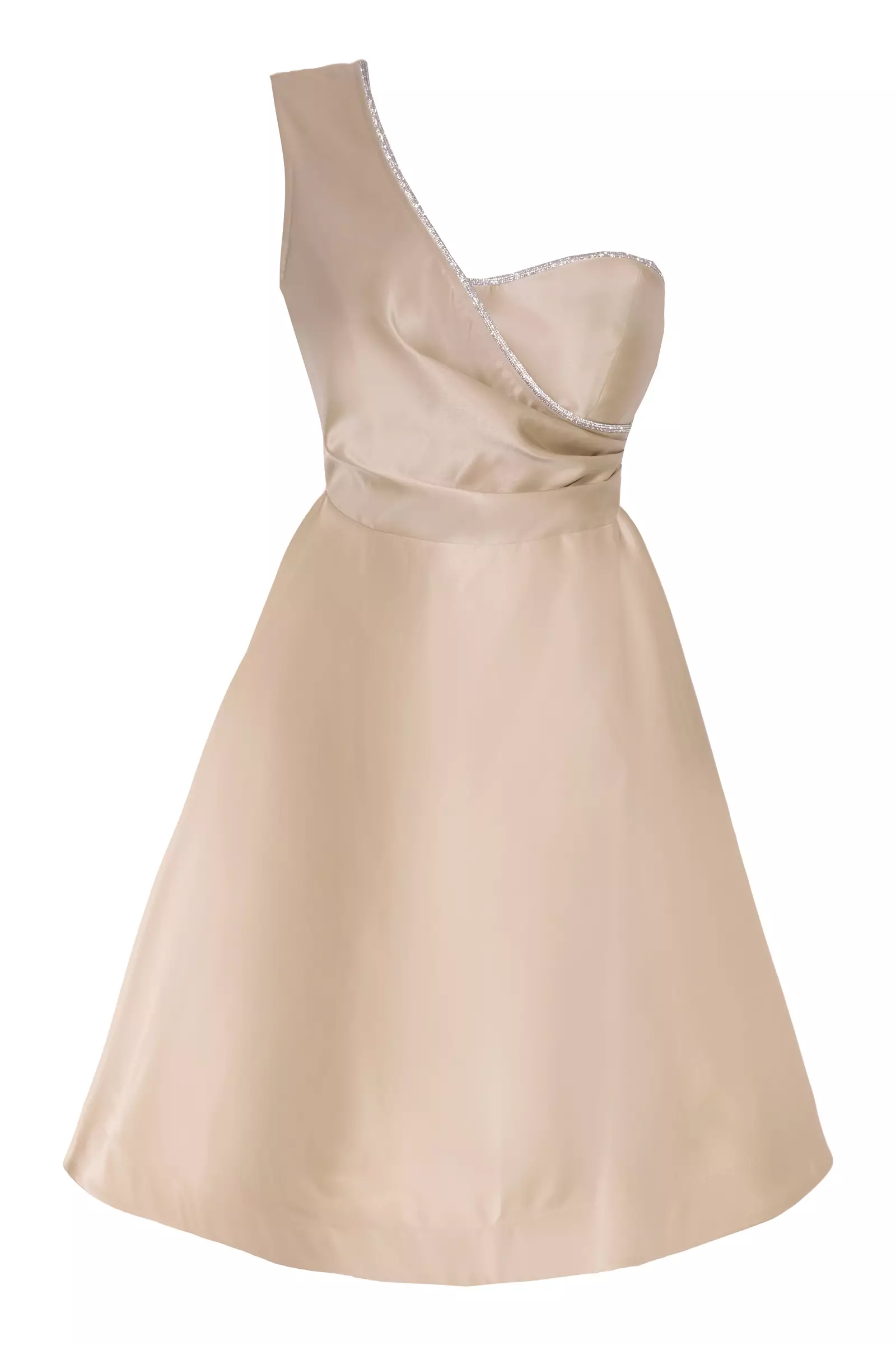 Gold Satin One Arm Mini Dress