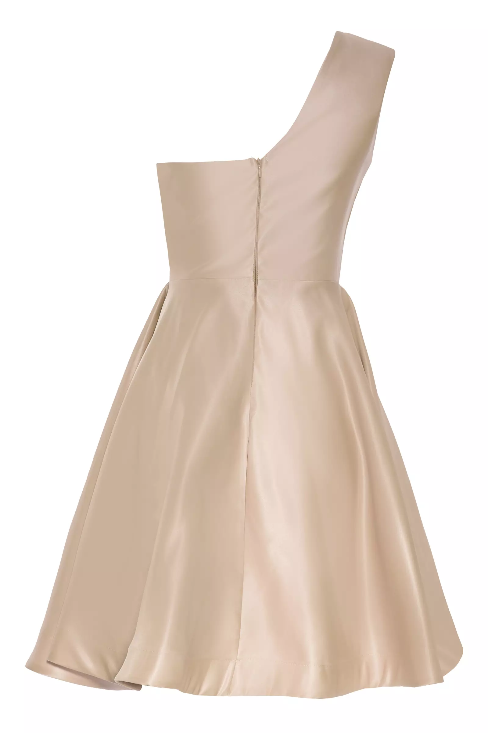 Gold Satin One Arm Mini Dress