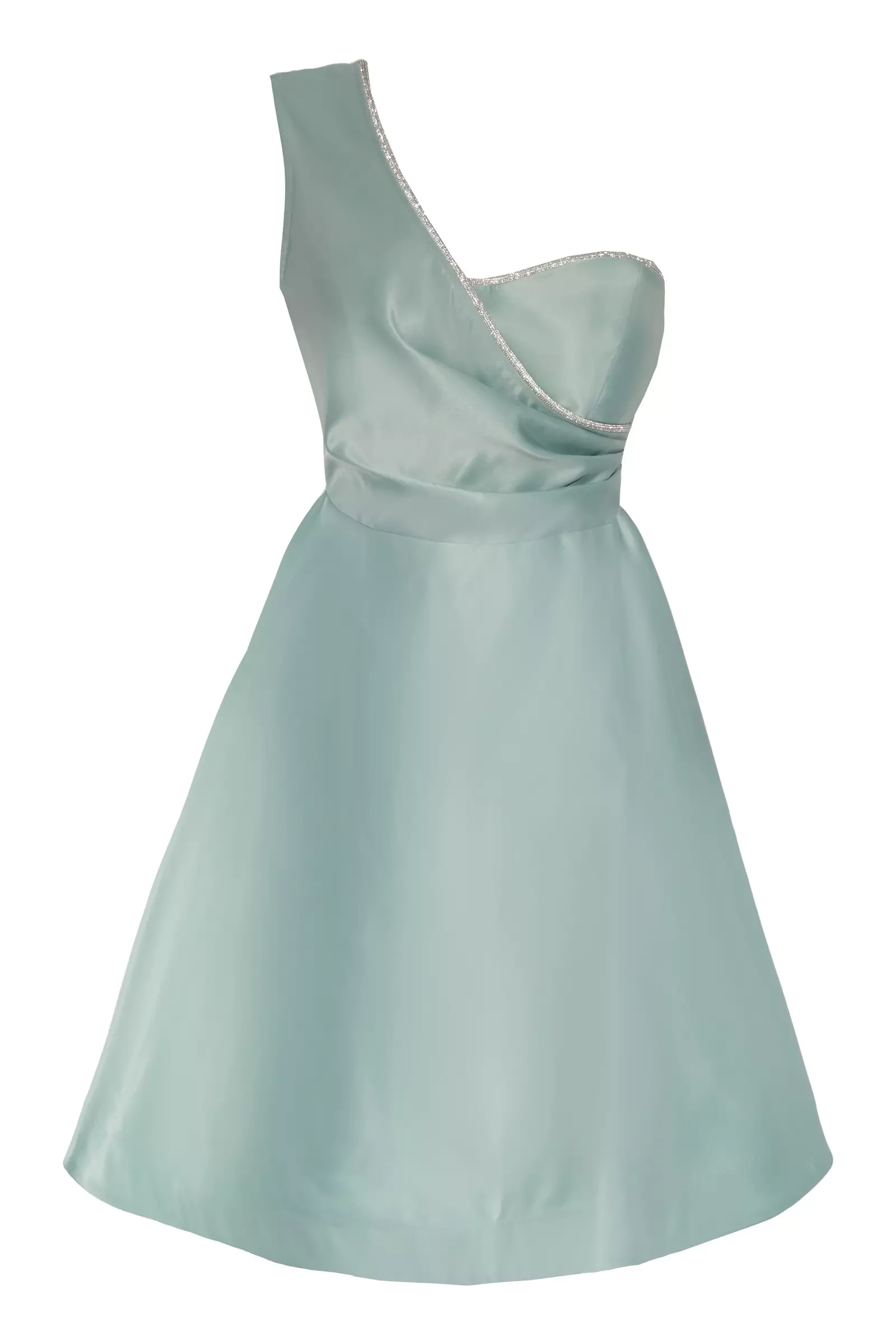 Mint Green Satin One Arm Mini Dress
