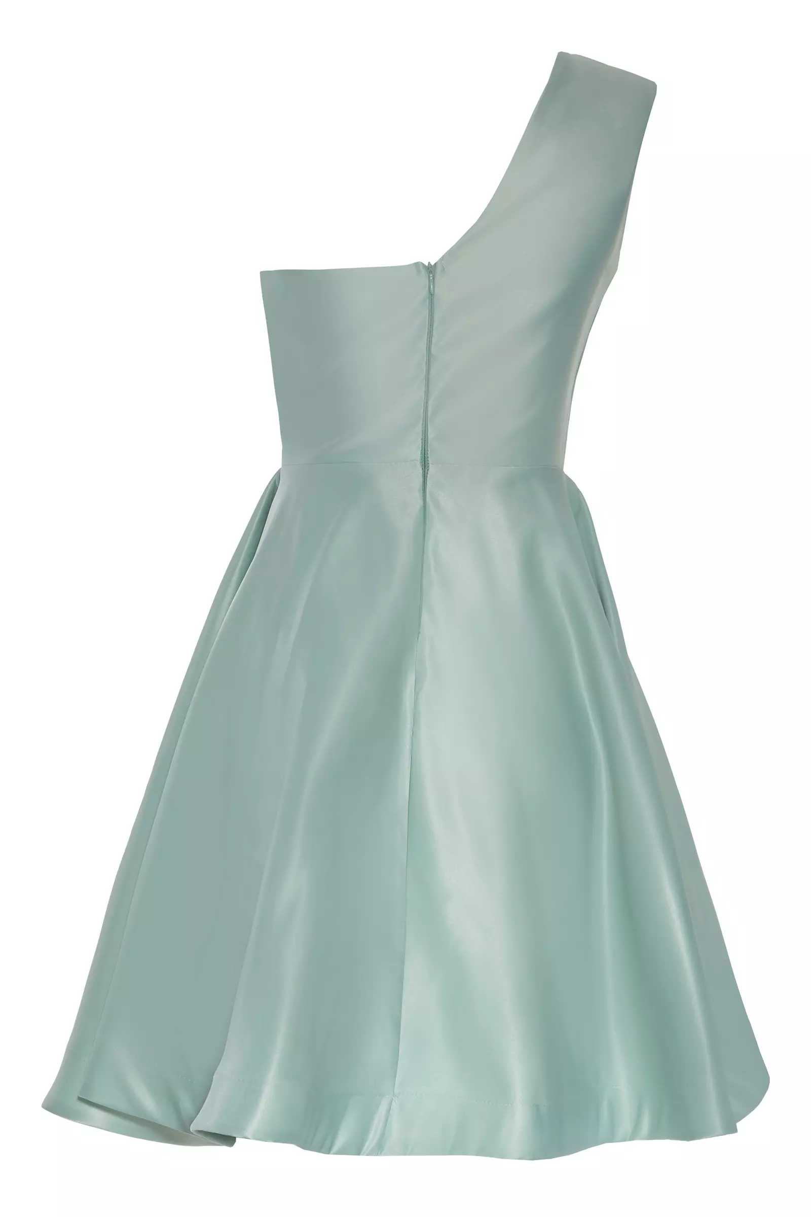 Mint Green Satin One Arm Mini Dress