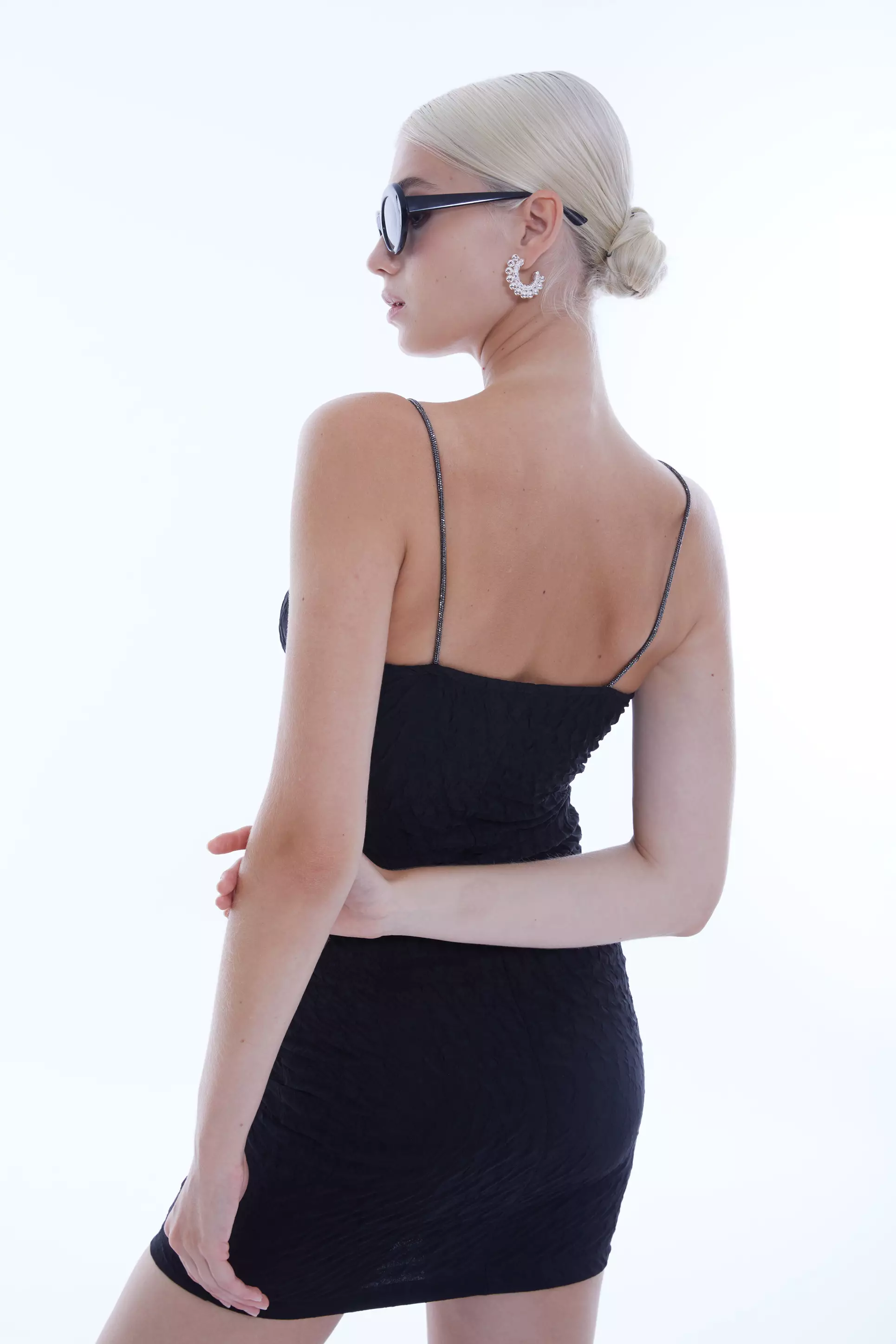 Black Sendy Sleeveless Mini Dress