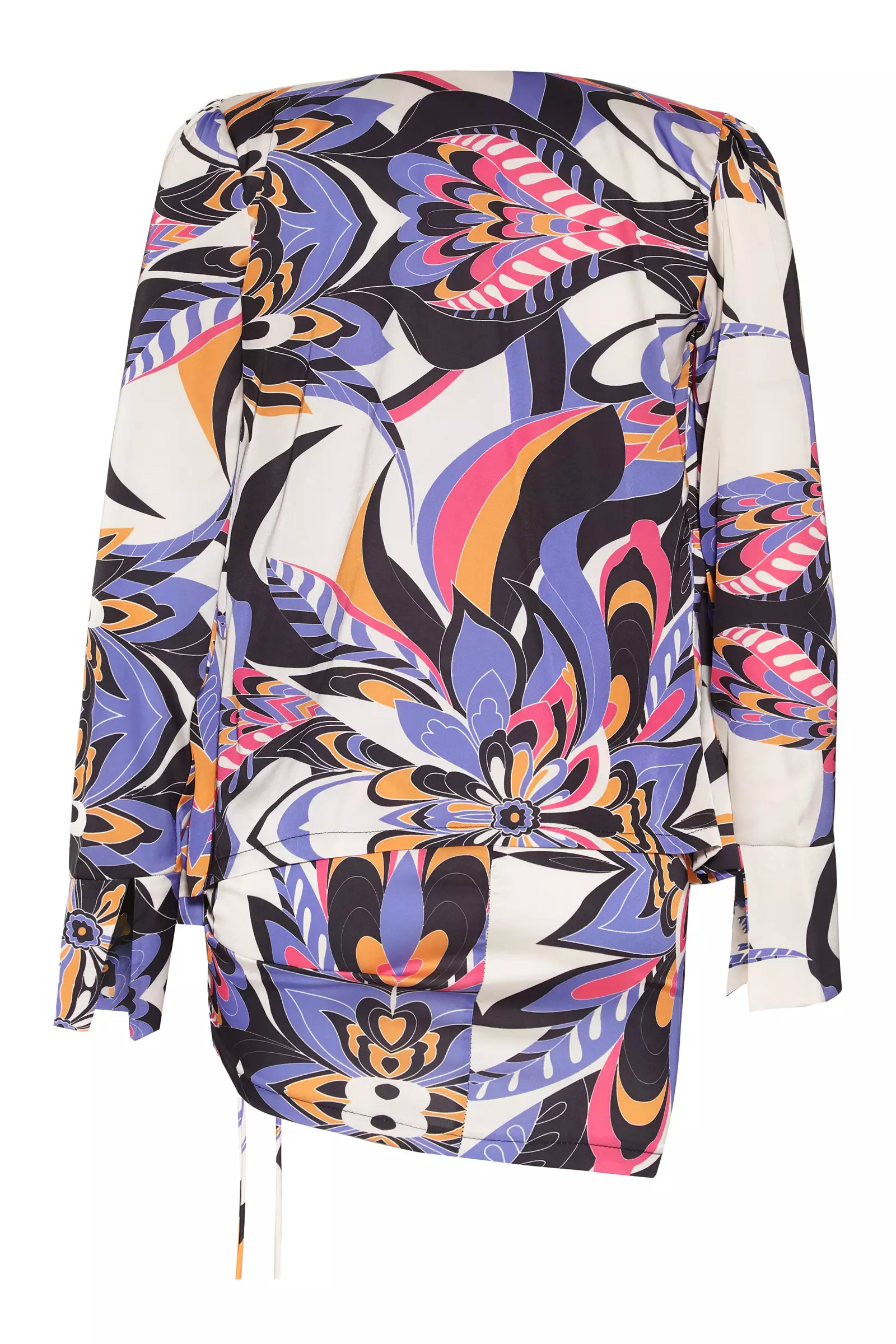 Printed Satin Long Sleeve Mini