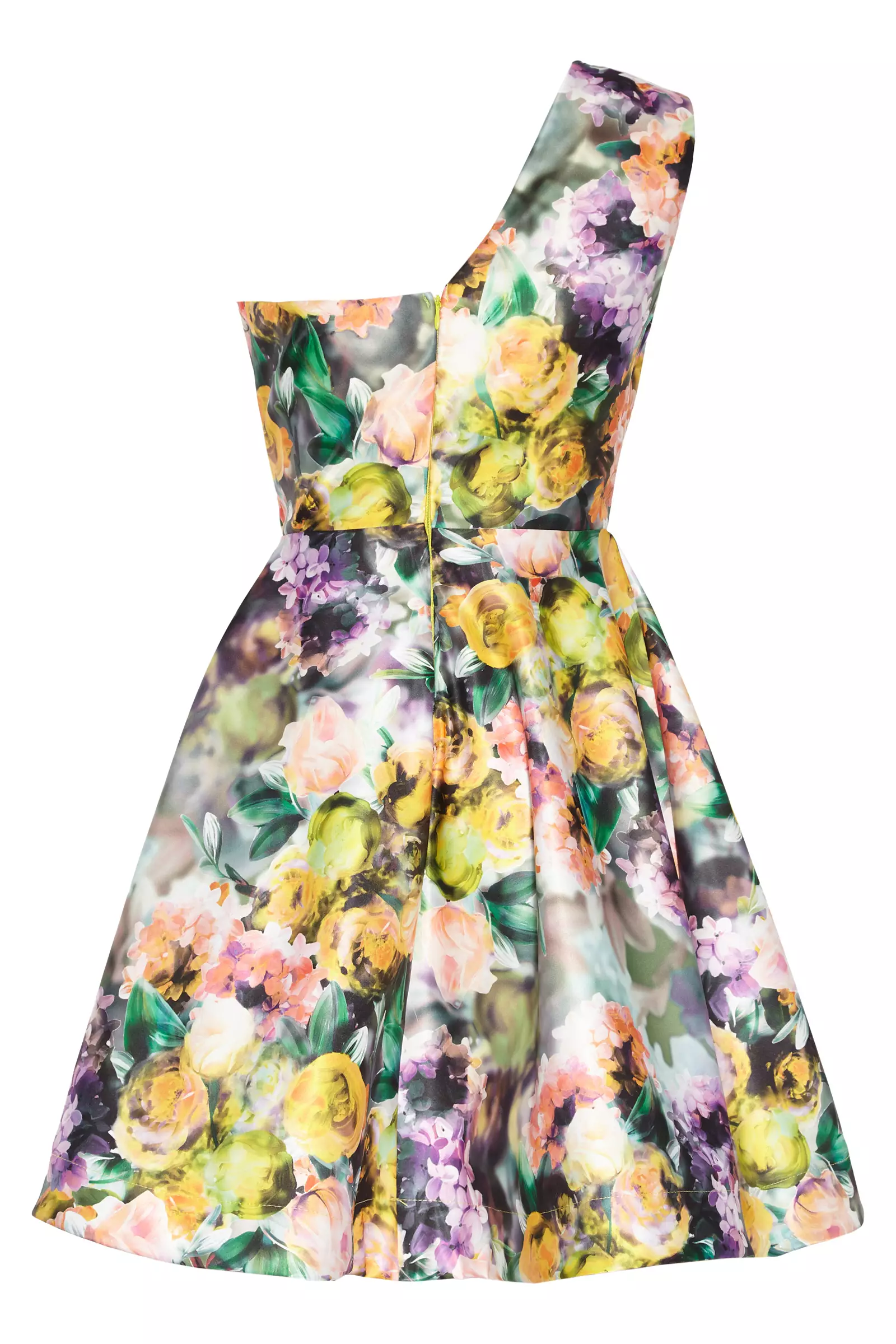 Printed Plus Size Satin One Arm Mini Dress