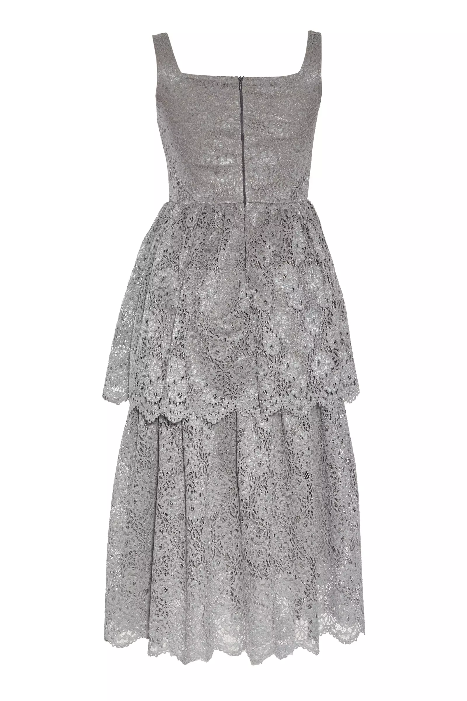 Gray Lace Sleeveless Maxi Dress
