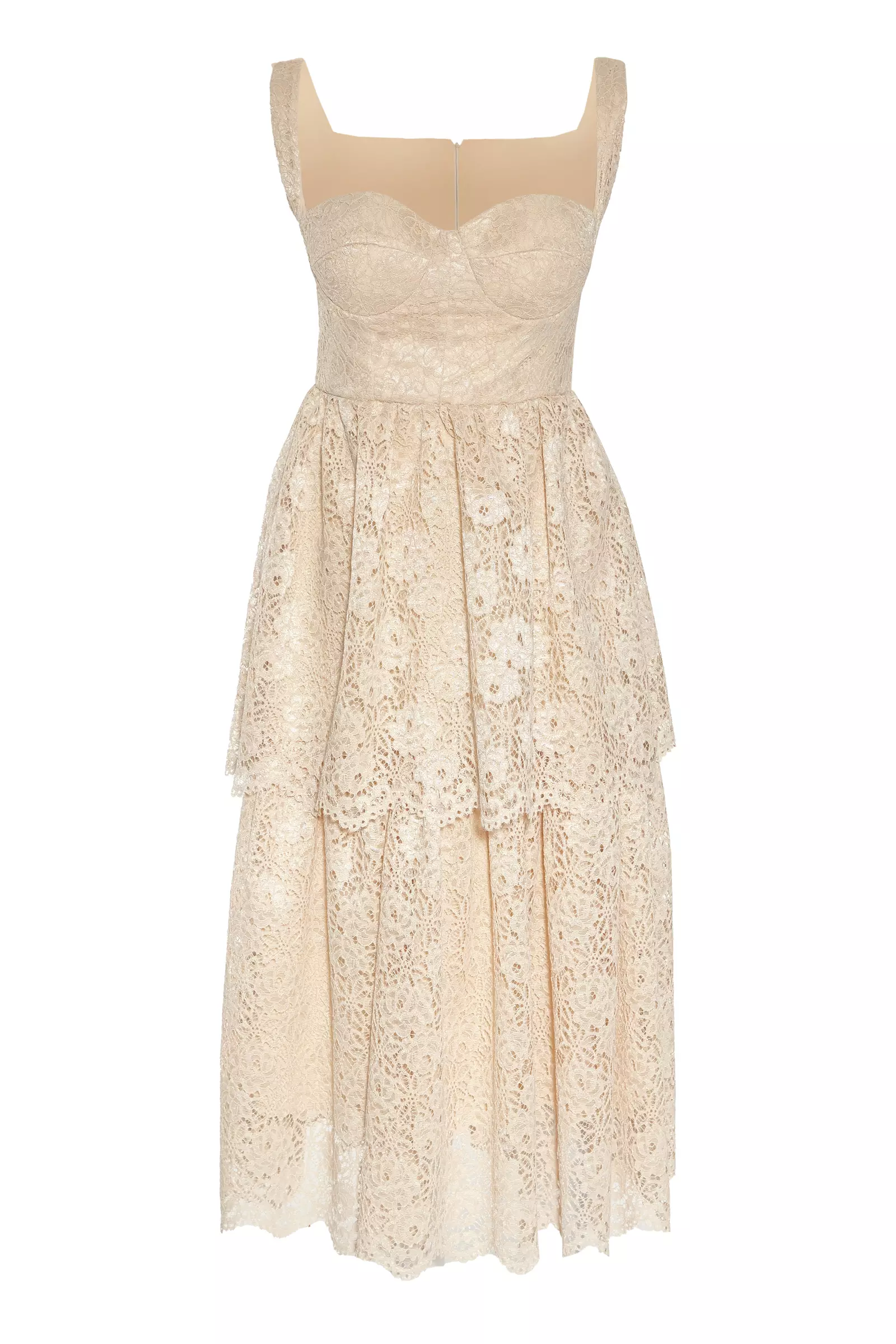 Beige Lace Sleeveless Maxi Dress