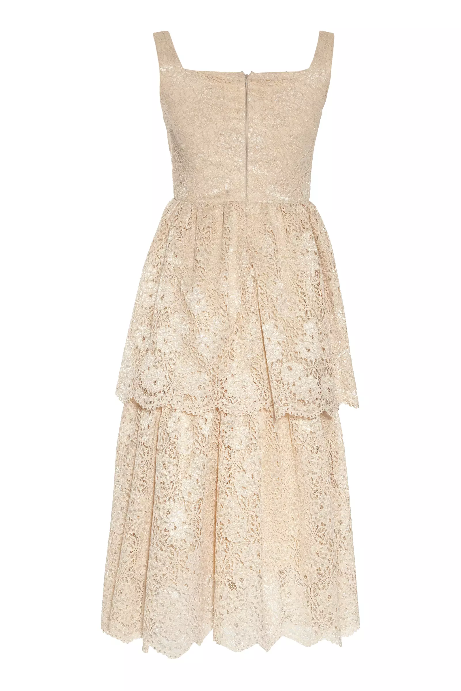 Beige Lace Sleeveless Maxi Dress