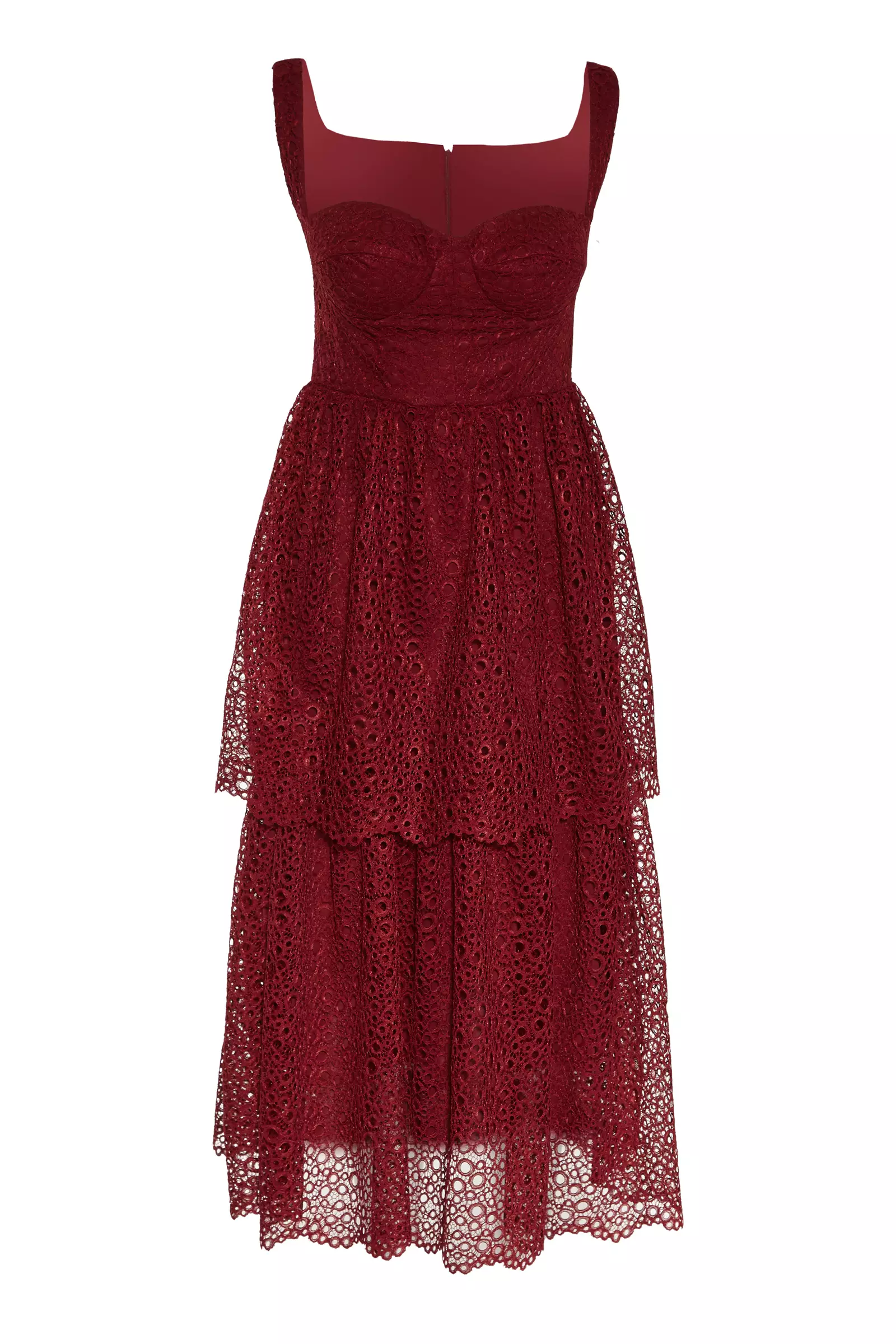Maroon Lace Sleeveless Maxi Dress