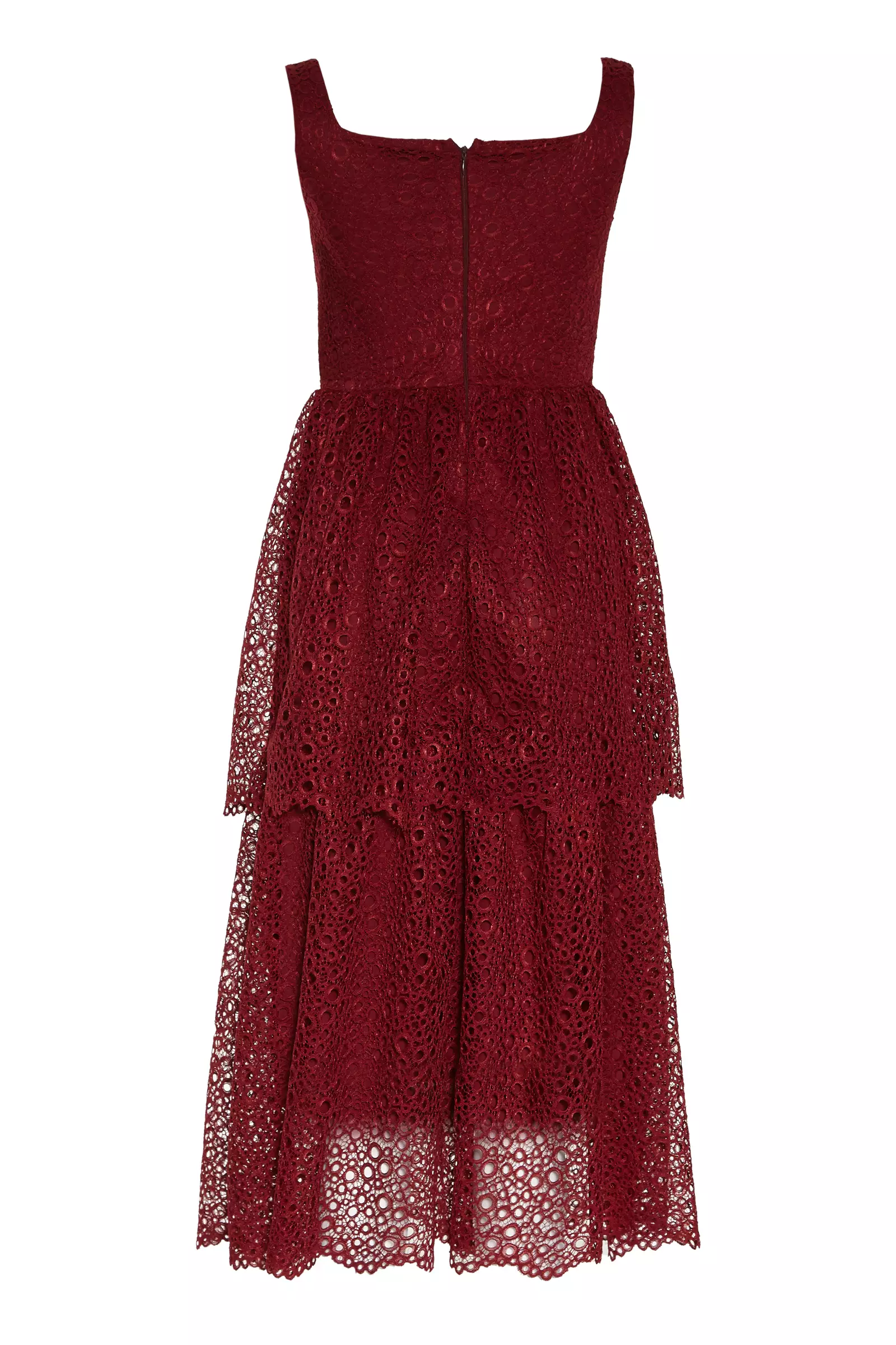 Maroon Lace Sleeveless Maxi Dress
