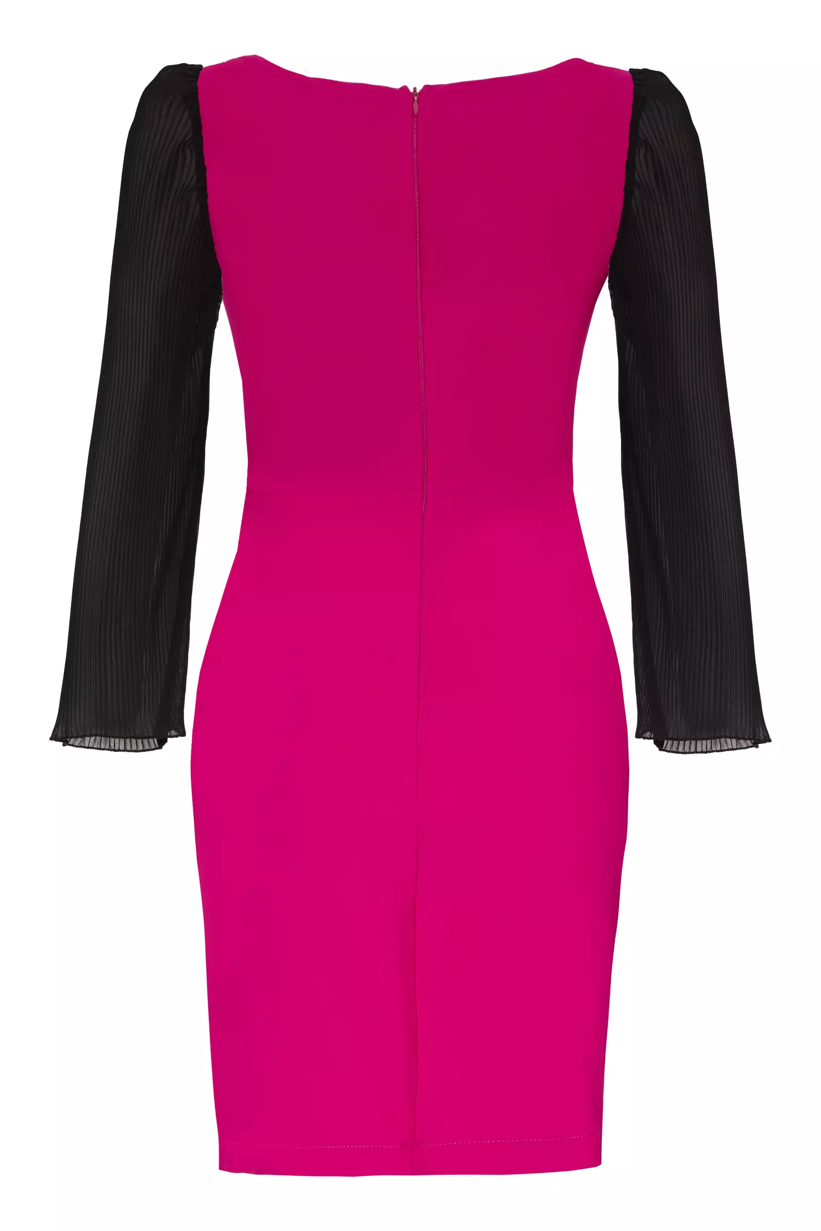 Fuchsia Crepe Long Sleeve Mini Dress