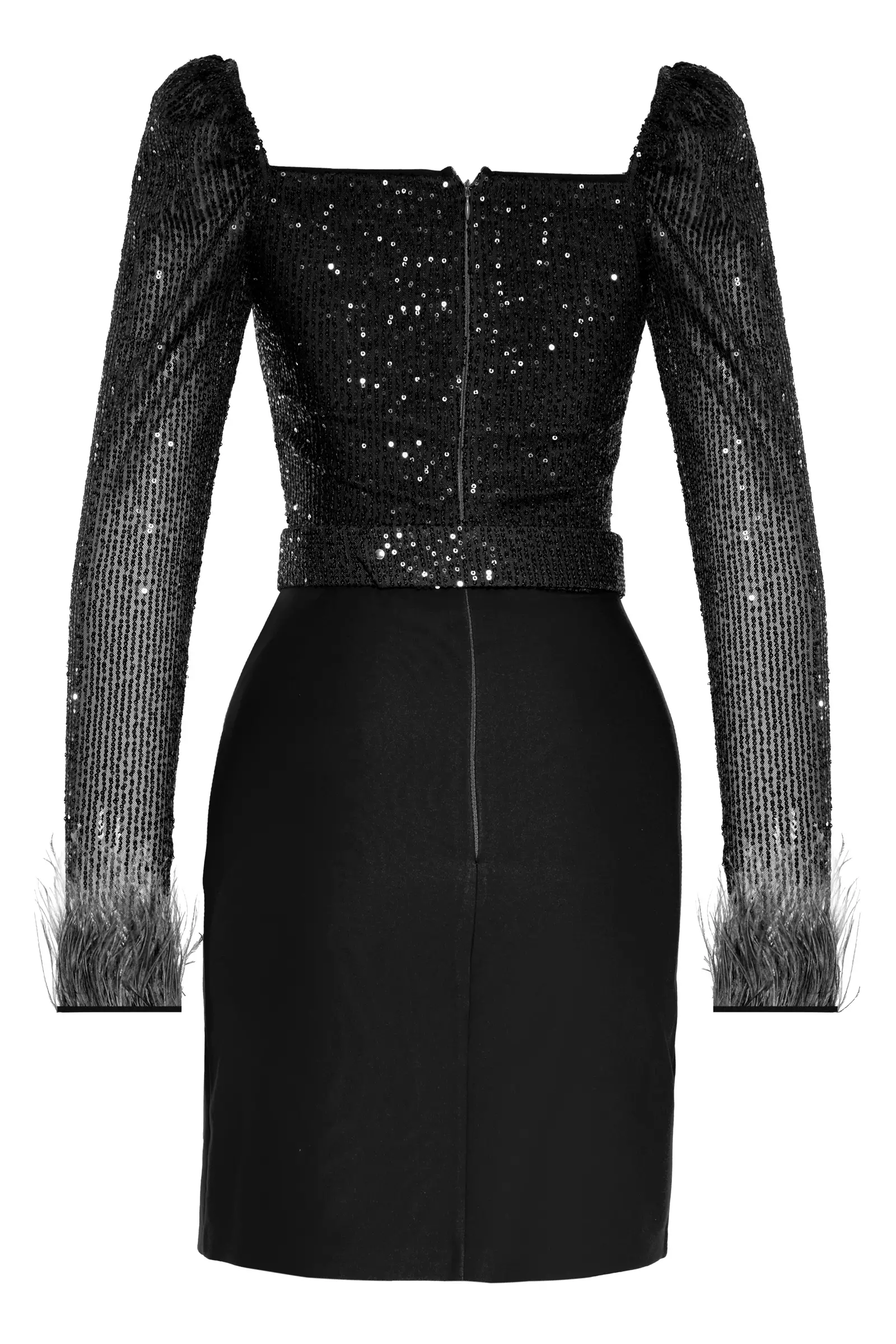 Black Sequin Long Sleeve Mini Dress