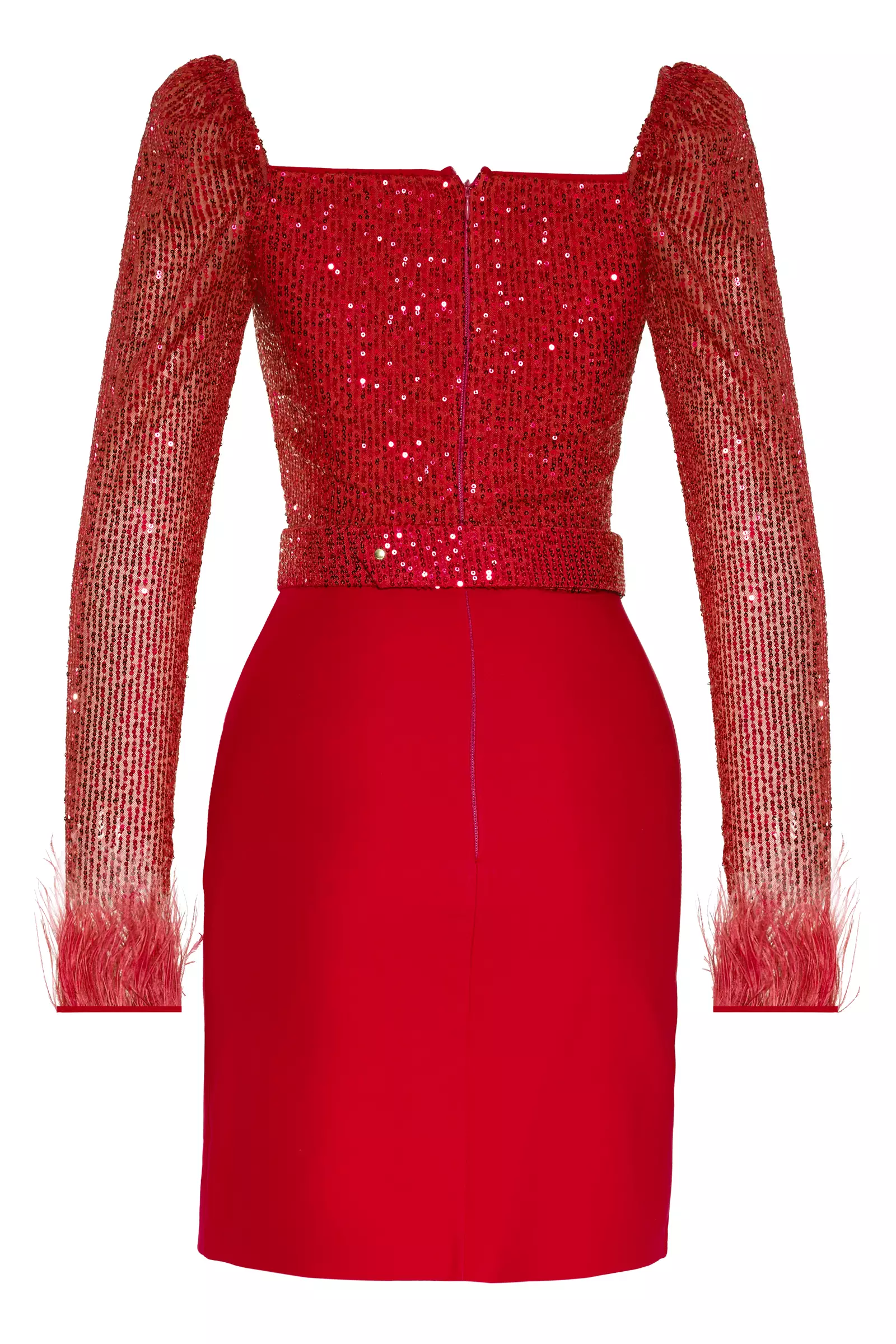 Red Sequin Long Sleeve Mini Dress