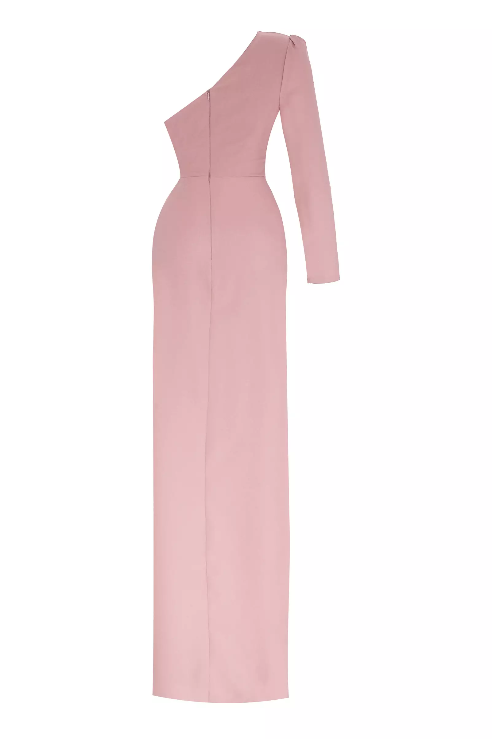 Blush Crepe One Arm Maxi Dress