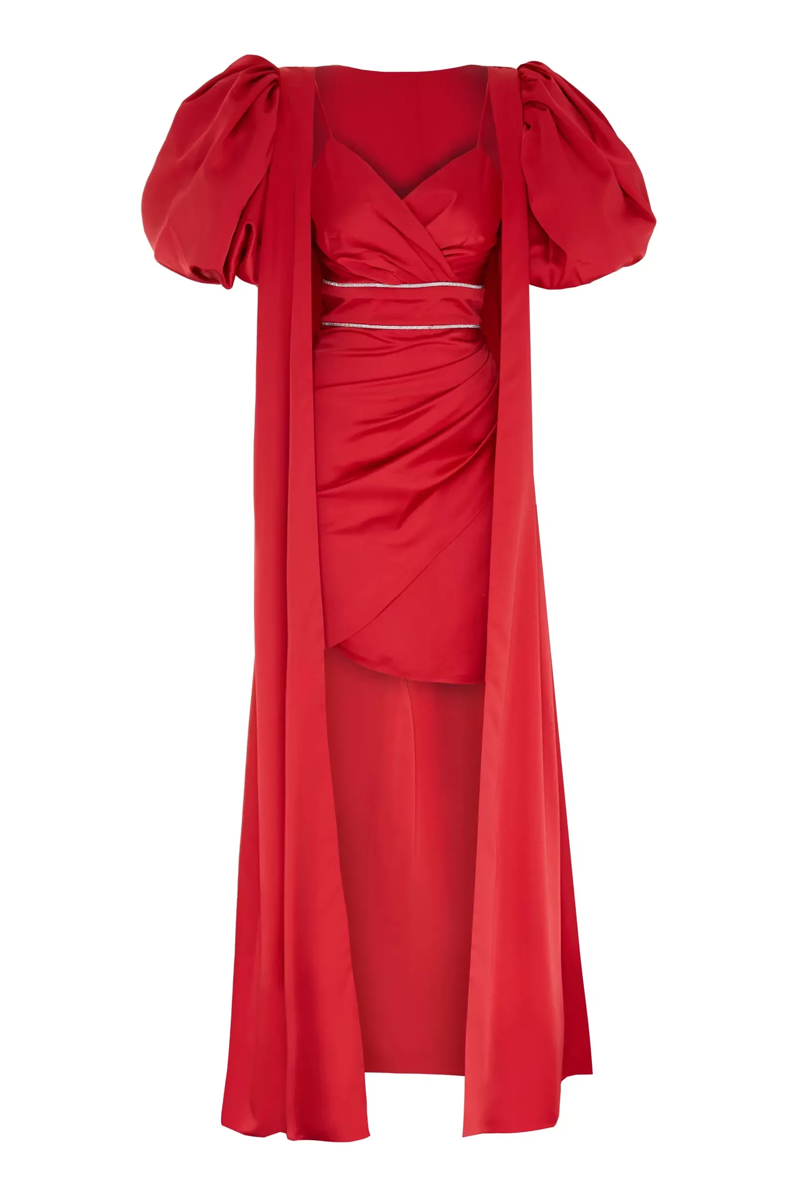 Red Satin Short Sleeve Mini