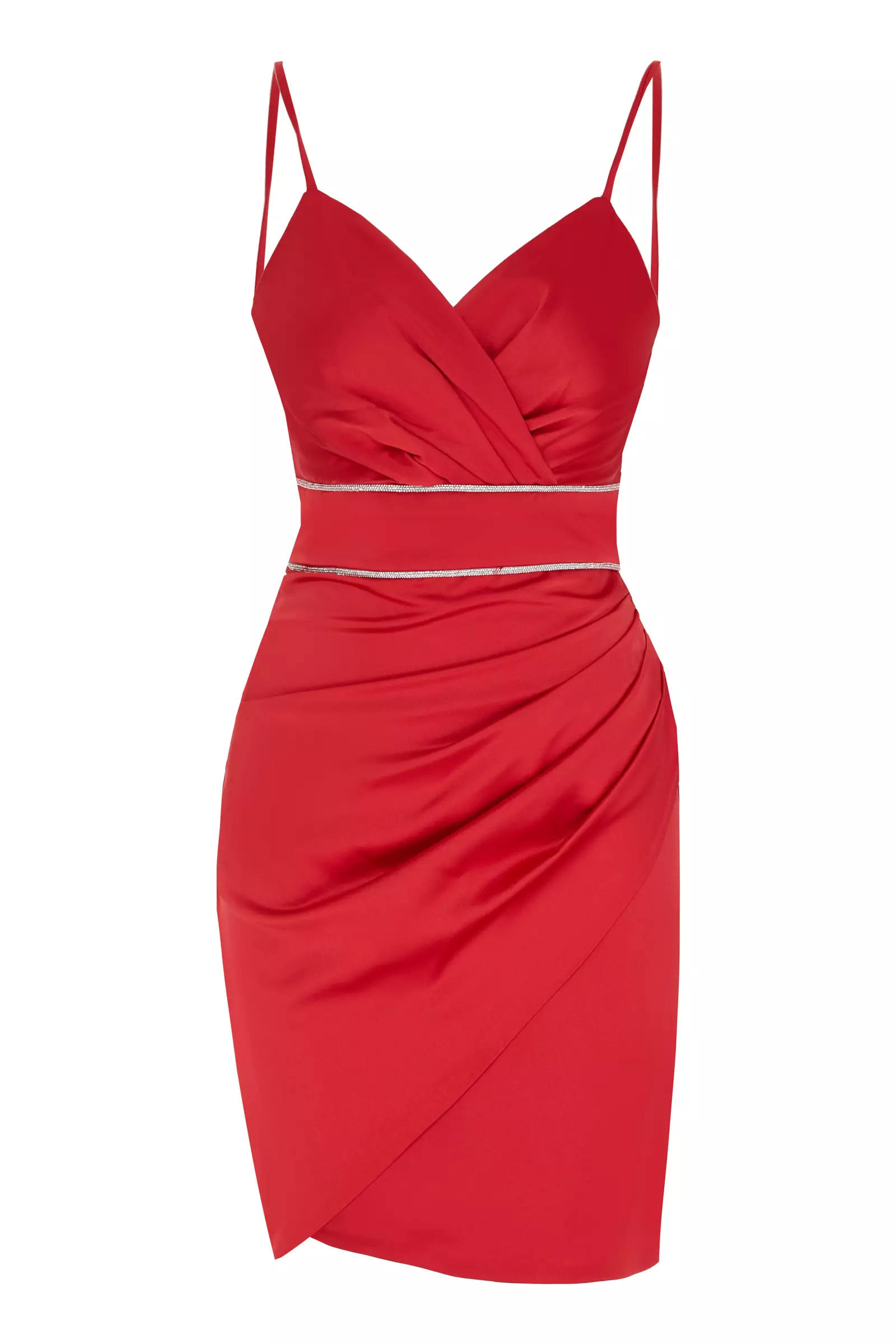 Red Satin Short Sleeve Mini
