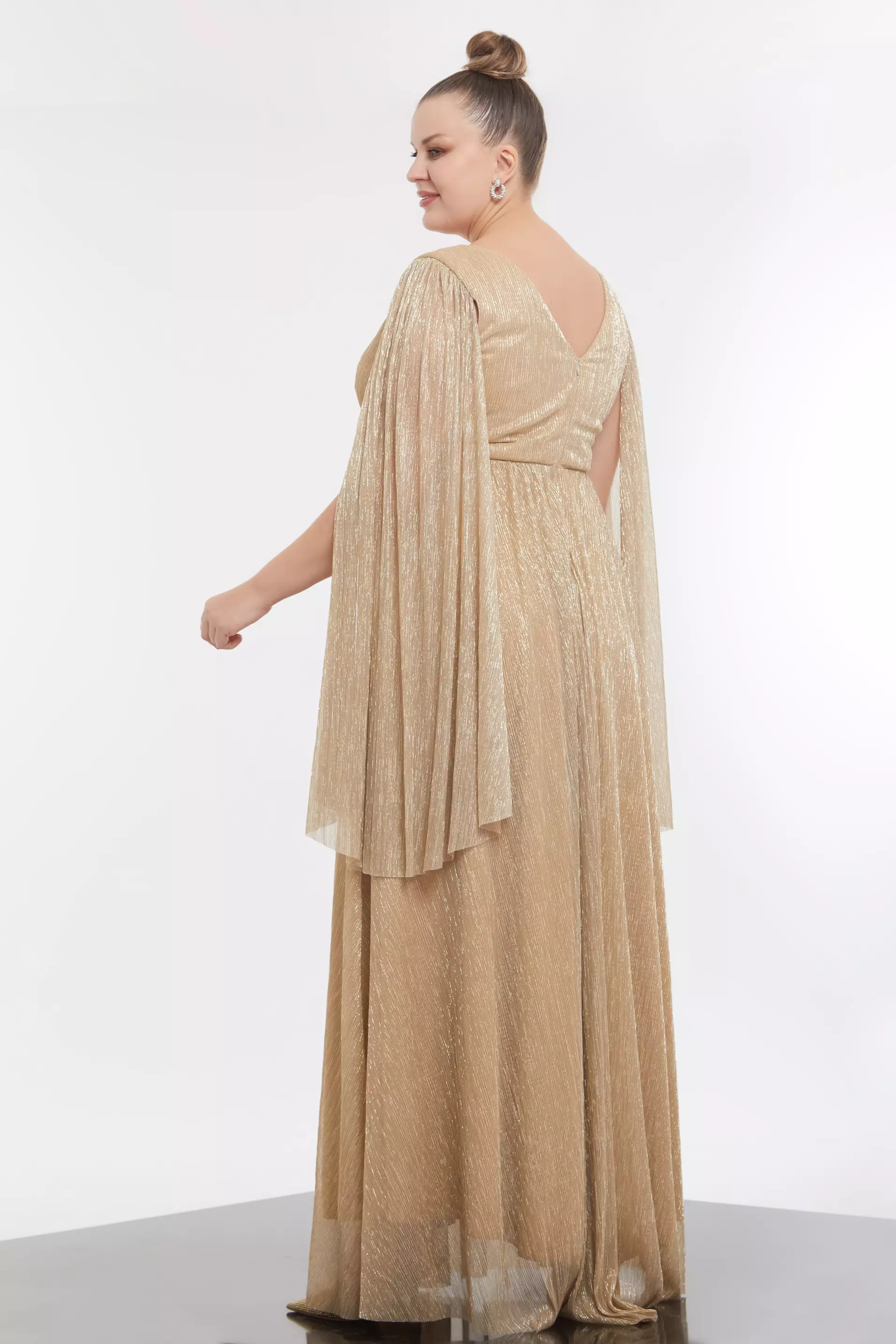 Gold Plus Size Moonlight Long Sleeve Maxi Dress