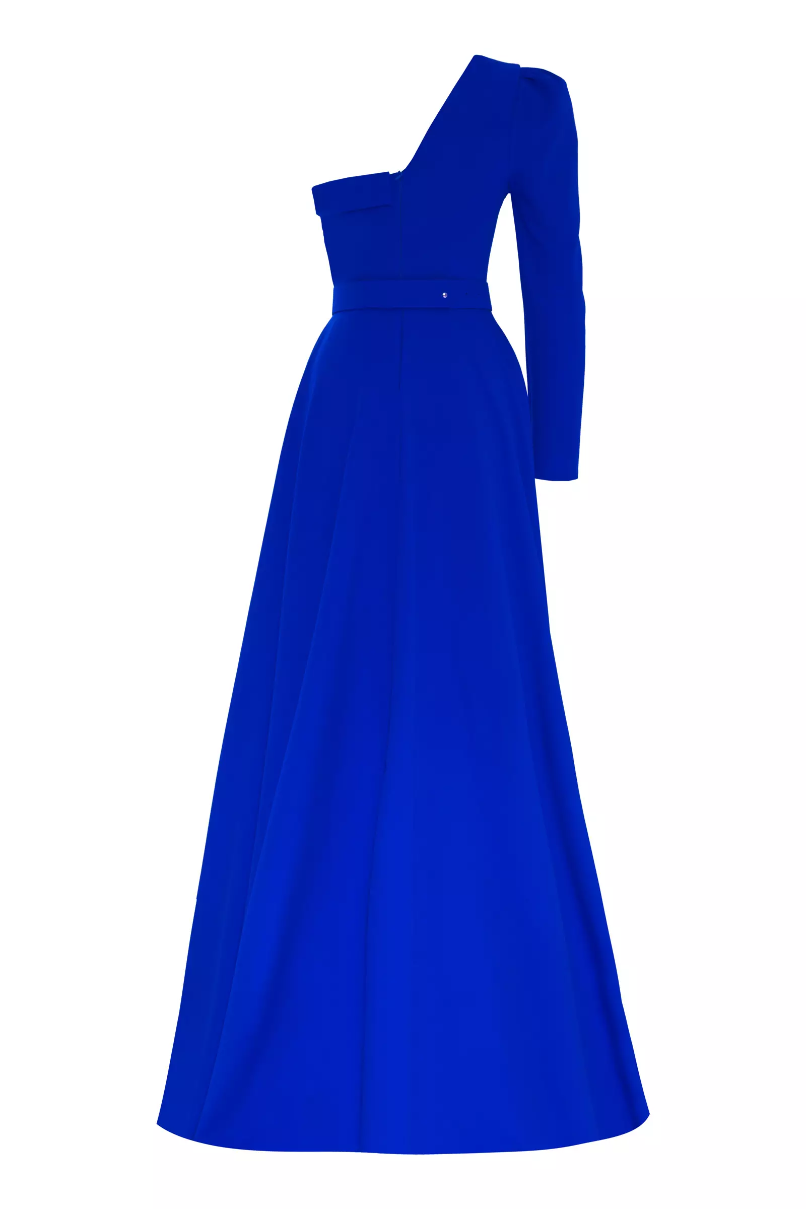 Blue Crepe One Arm Maxi Dress