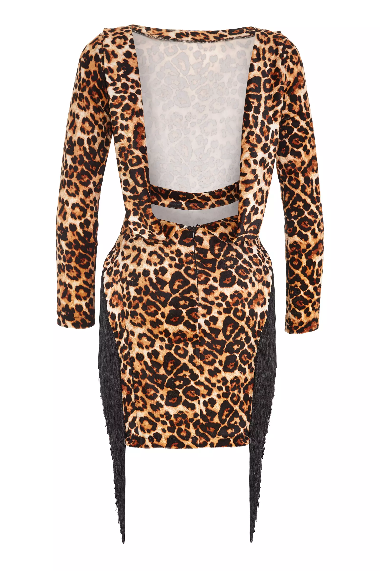 Printed Velvet Long Sleeve Mini Dress