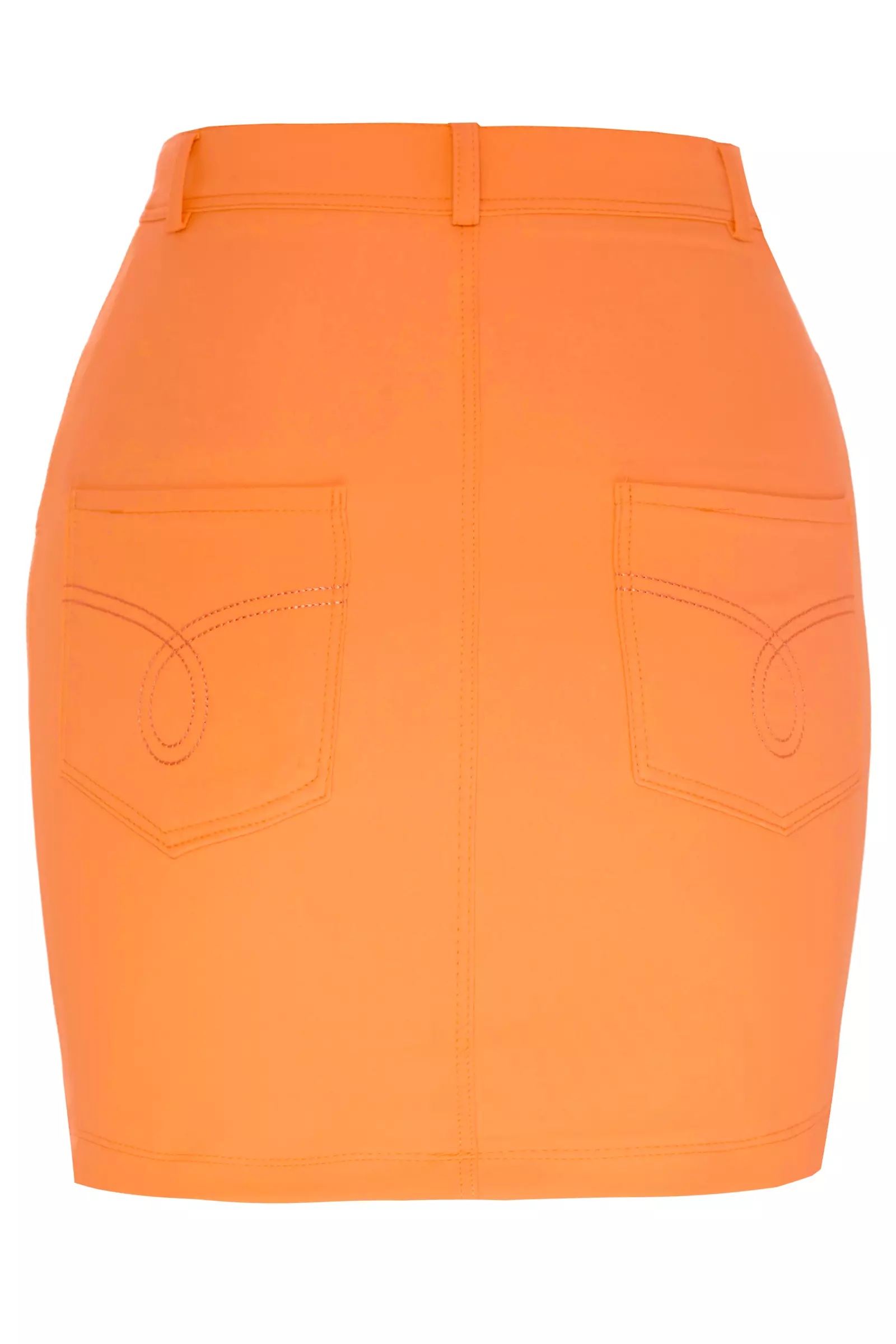 Orange Crepe Mini Skirt