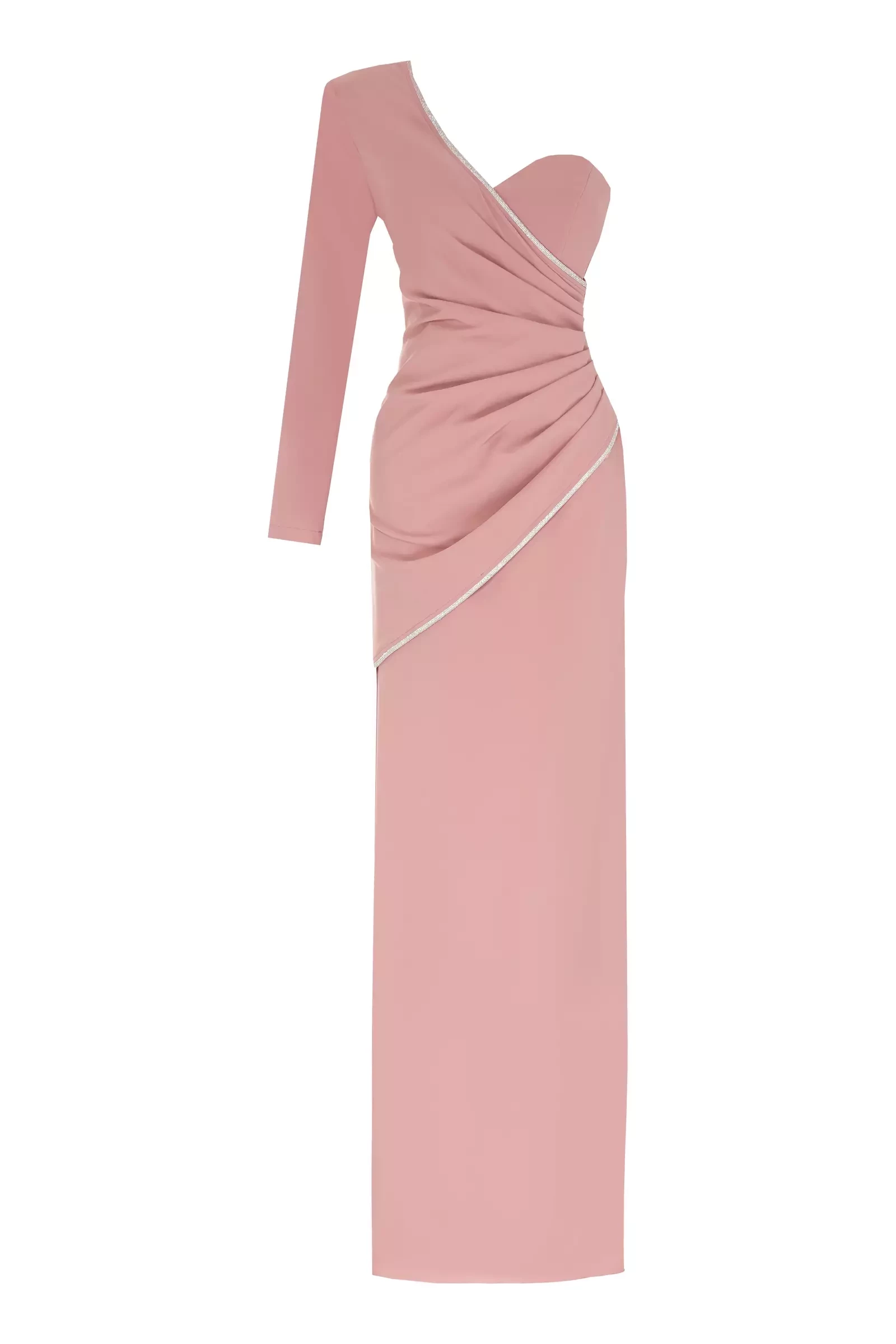 Printed Crepe One Arm Maxi Dress