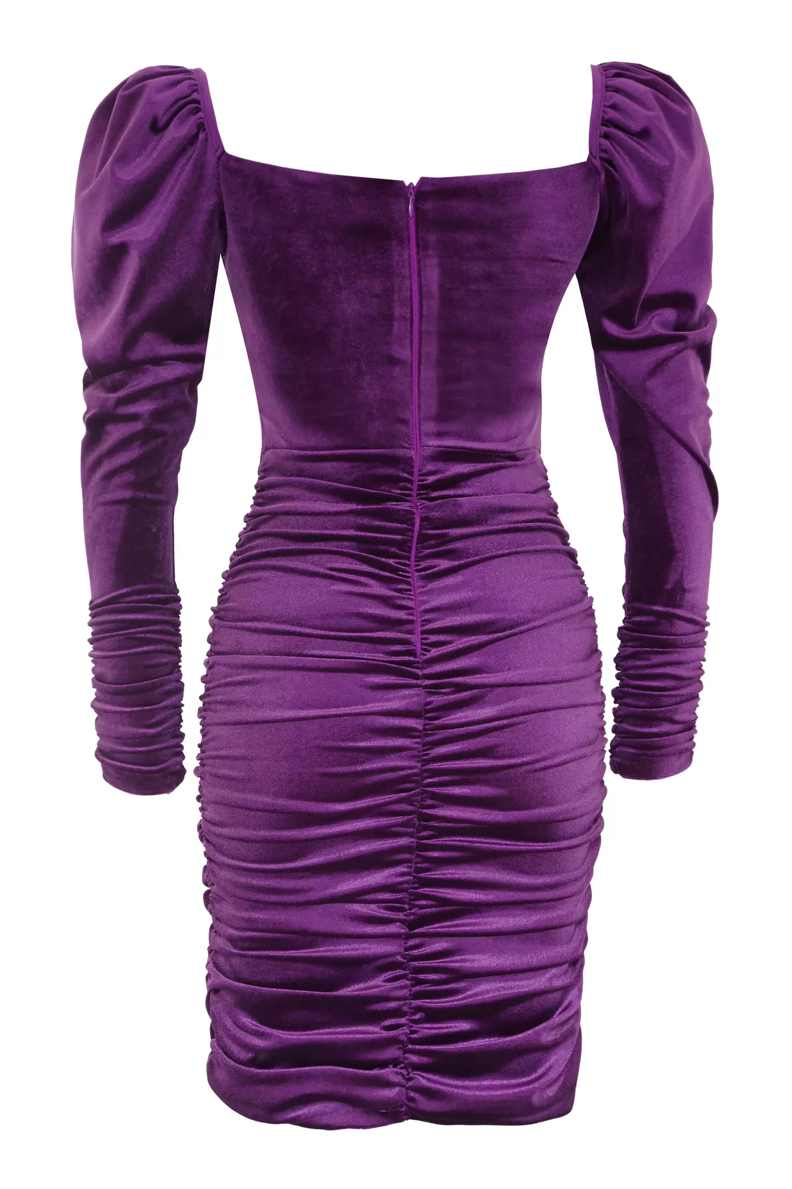 Purple Velvet Long Sleeve Mini Dress