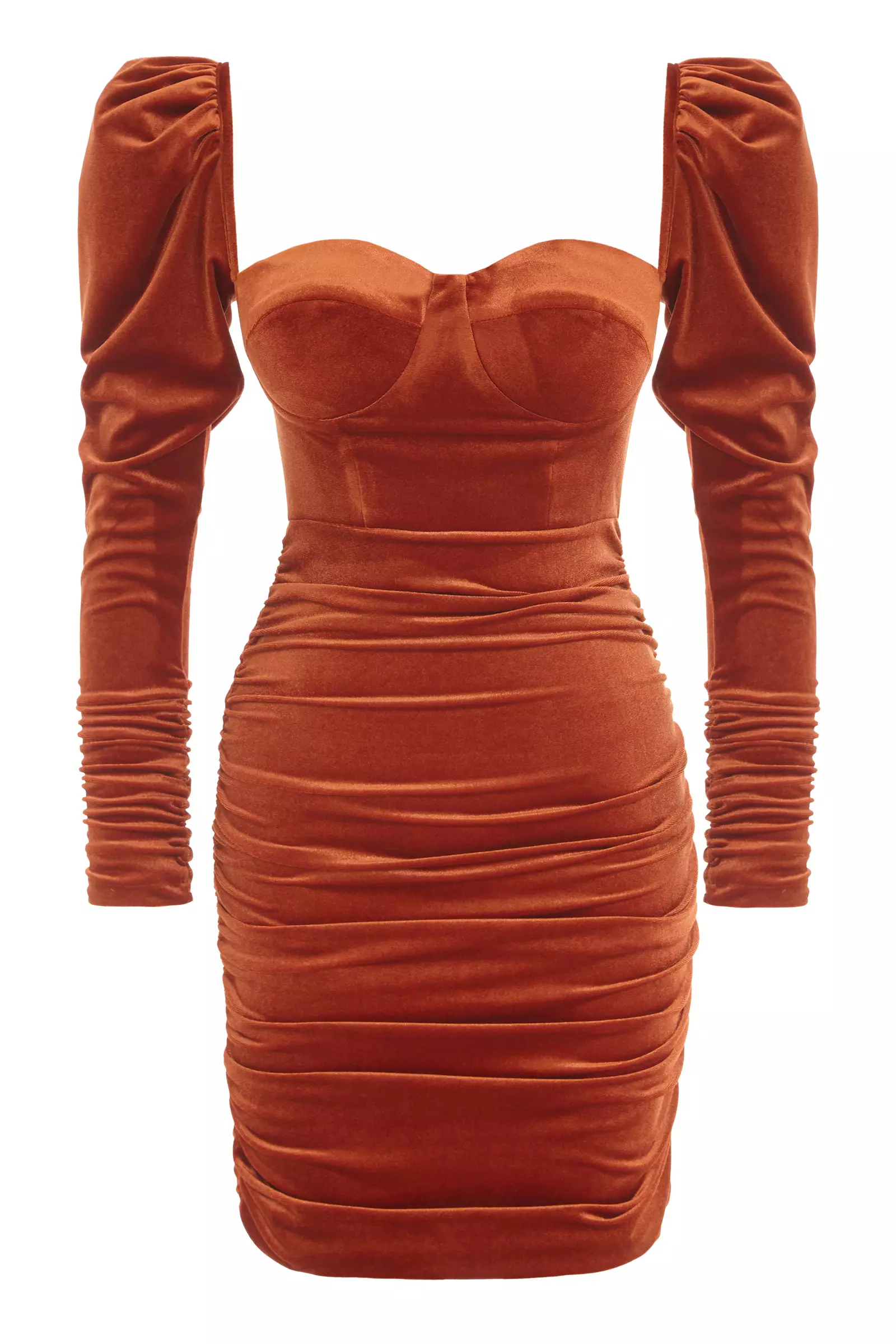 Printed Velvet Long Sleeve Mini Dress