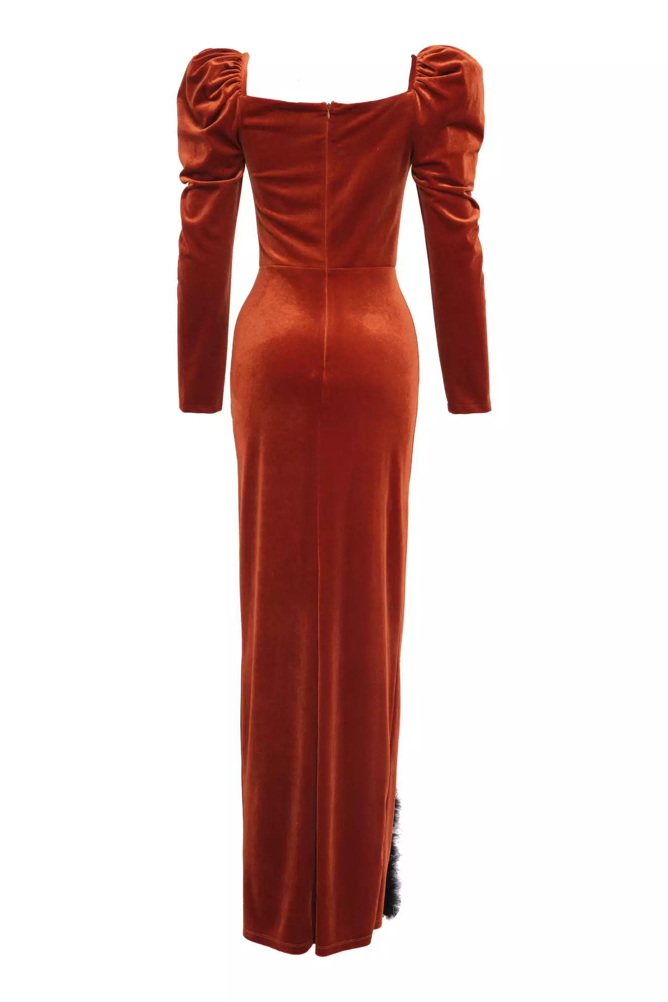 Printed Velvet Long Sleeve Maxi Dress