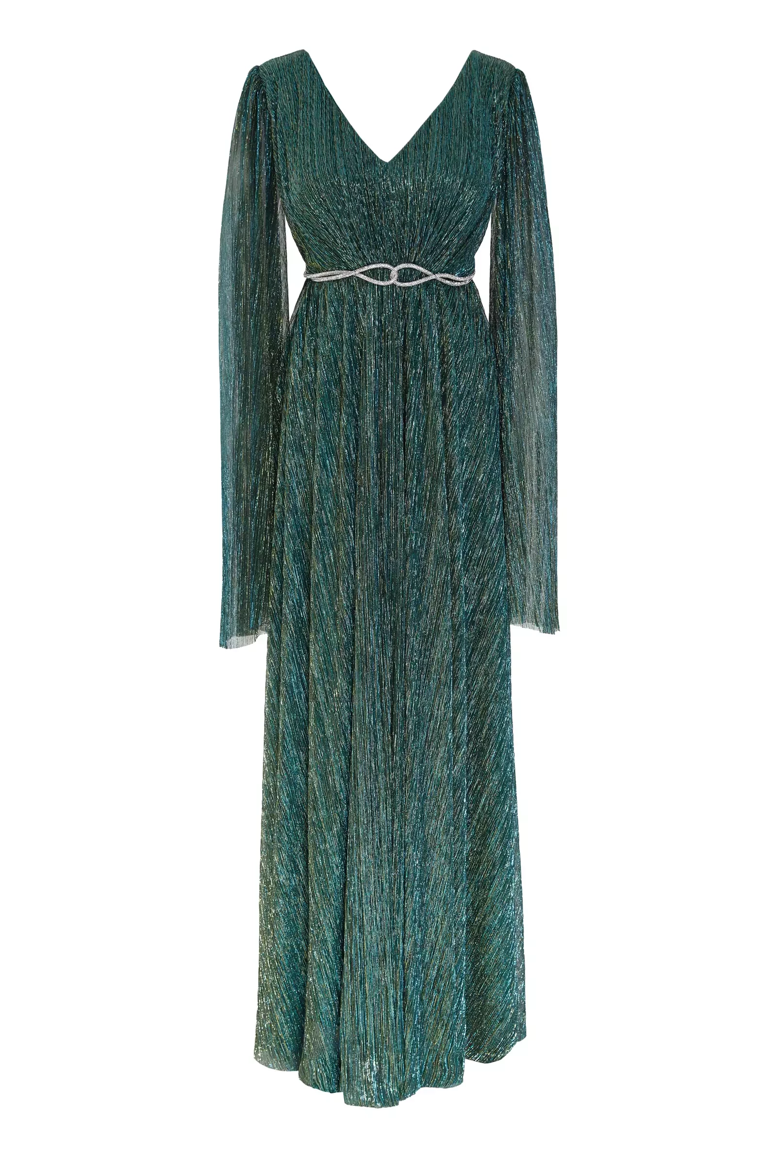 Green Plus Size Moonlight Long Sleeve Maxi Dress