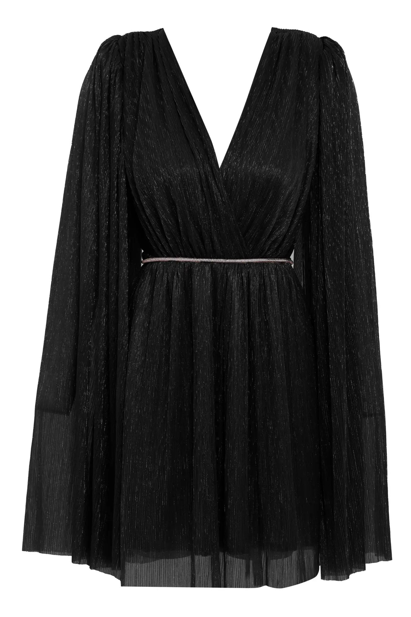 Siyah Gümüş Wowen Long Sleeve Mini Dress