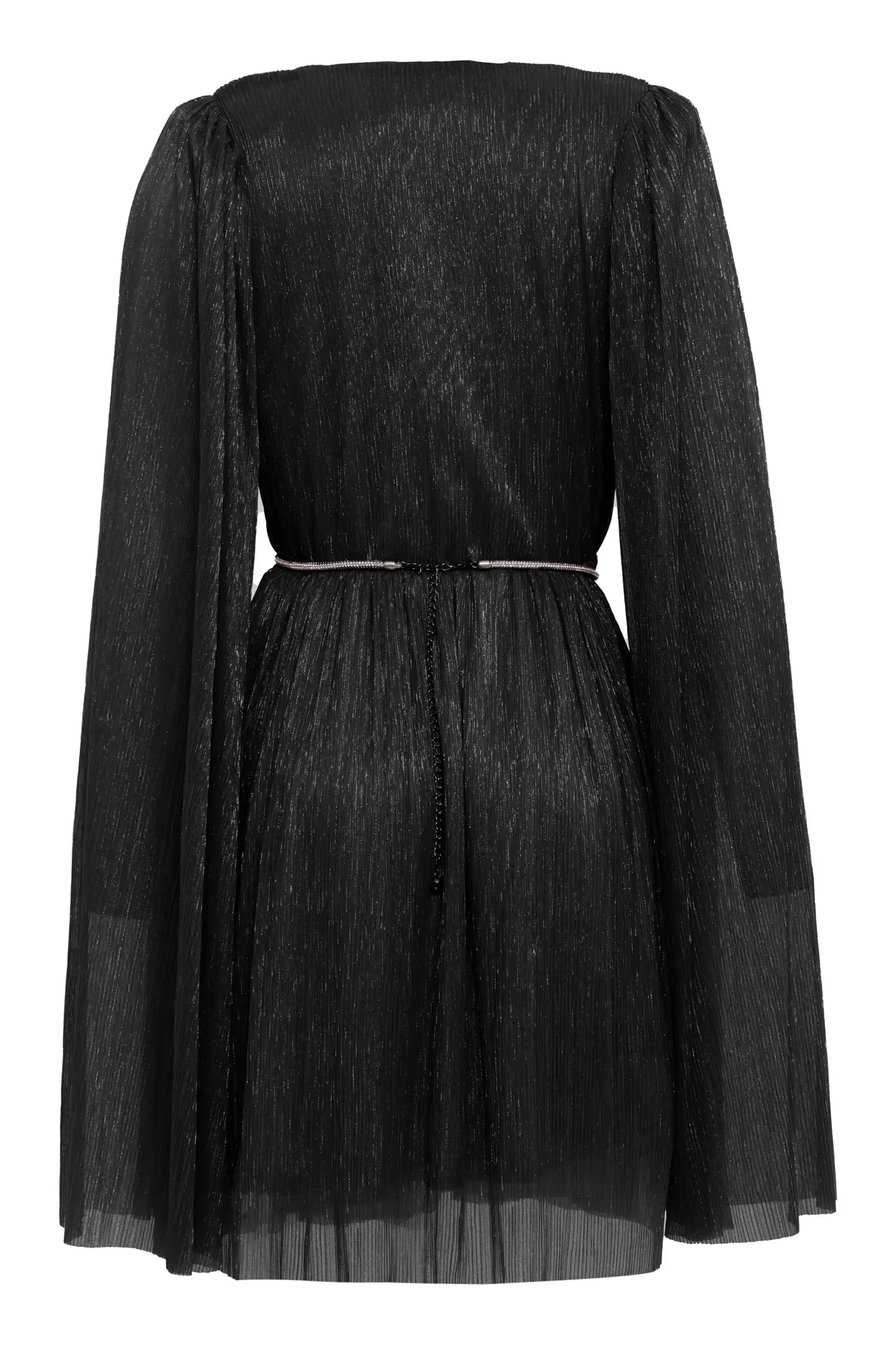 Siyah Gümüş Wowen Long Sleeve Mini Dress