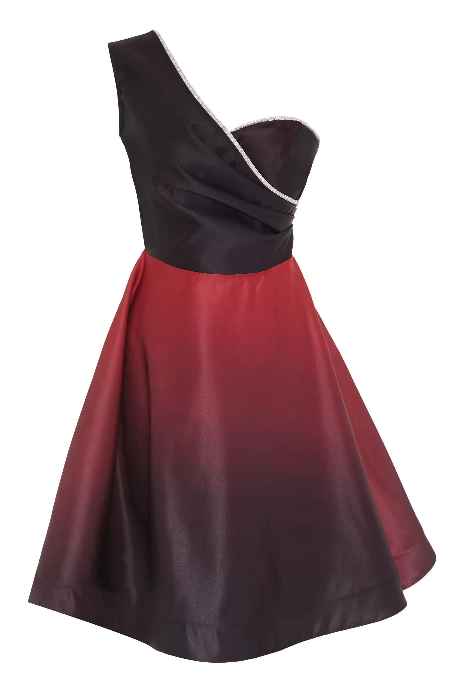 Black satin one arm mini dress