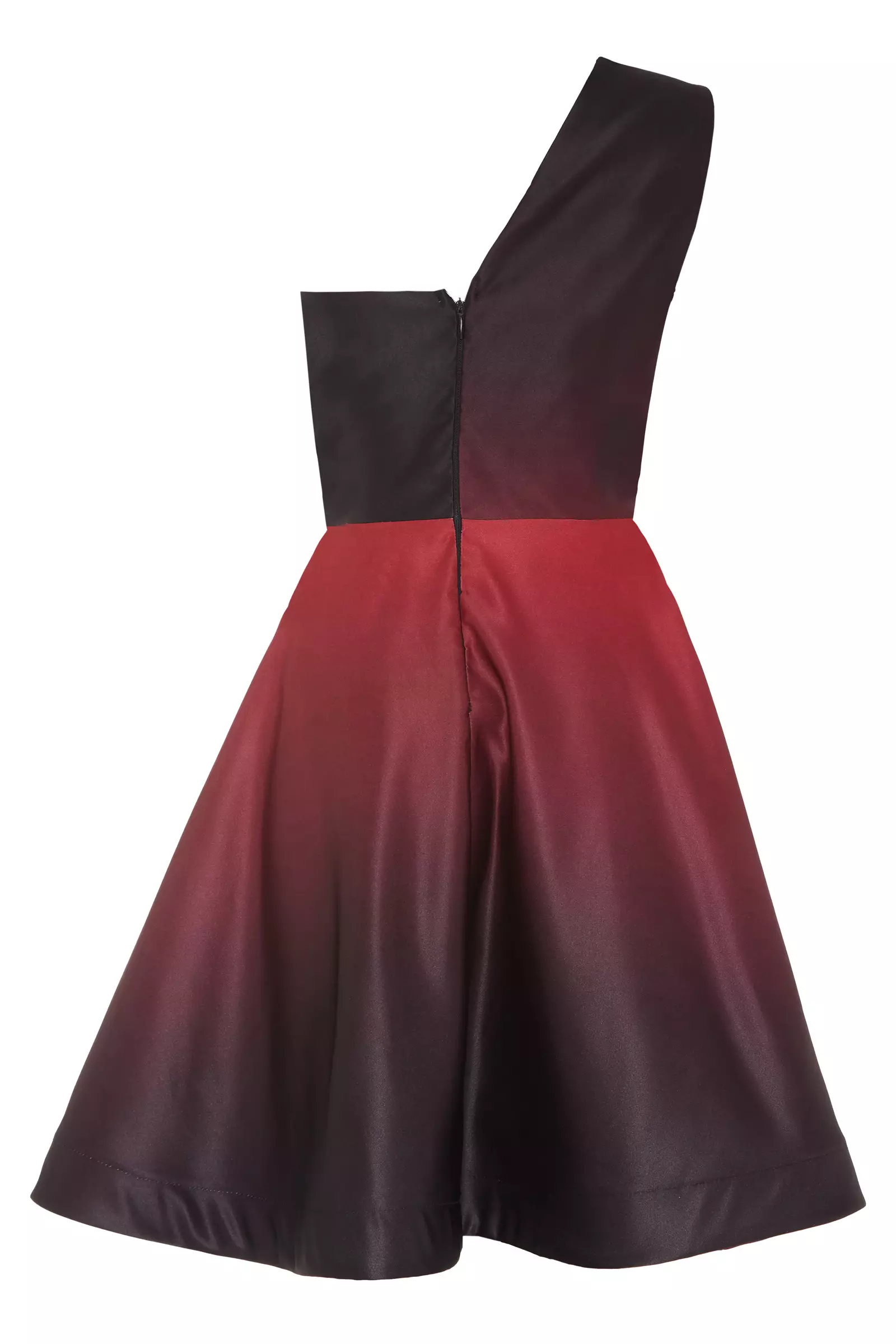 Black satin one arm mini dress