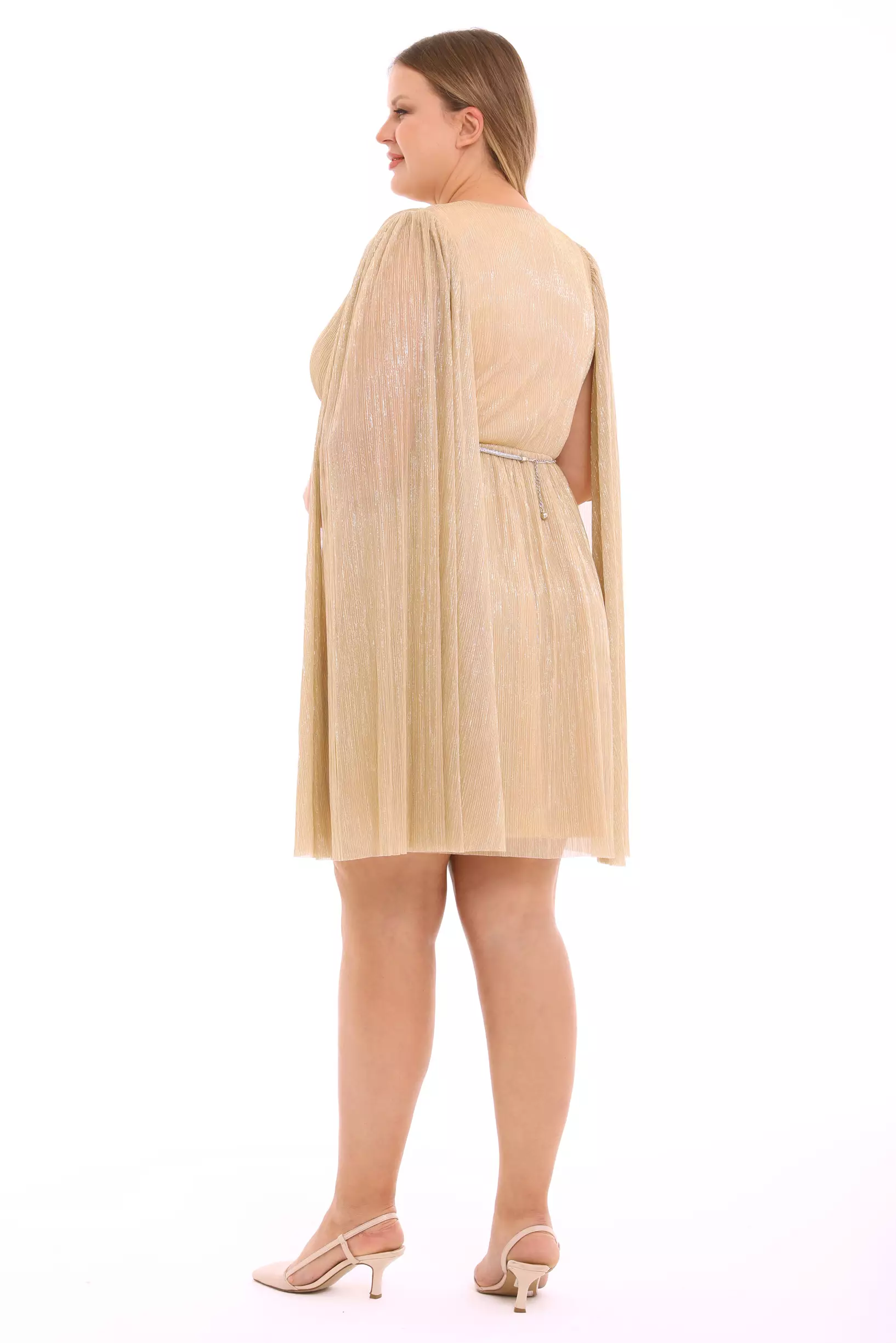 Gold Plus Size Moonlight Long Sleeve Mini Dress