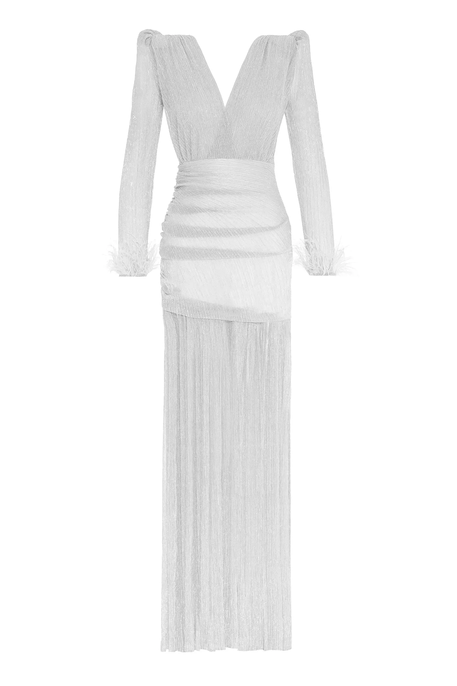 Silver Moonlight Long Sleeve Maxi Dress