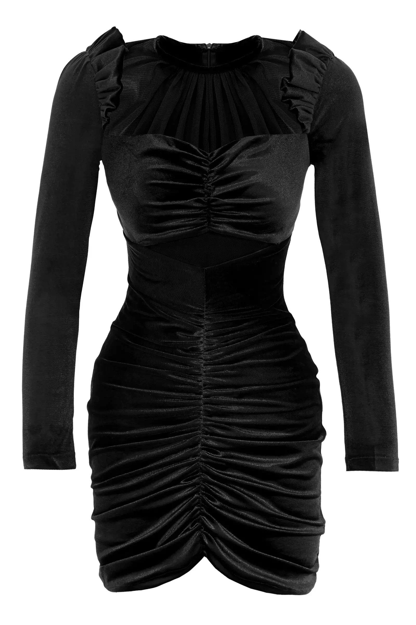 Black Velvet Long Sleeve Mini Dress