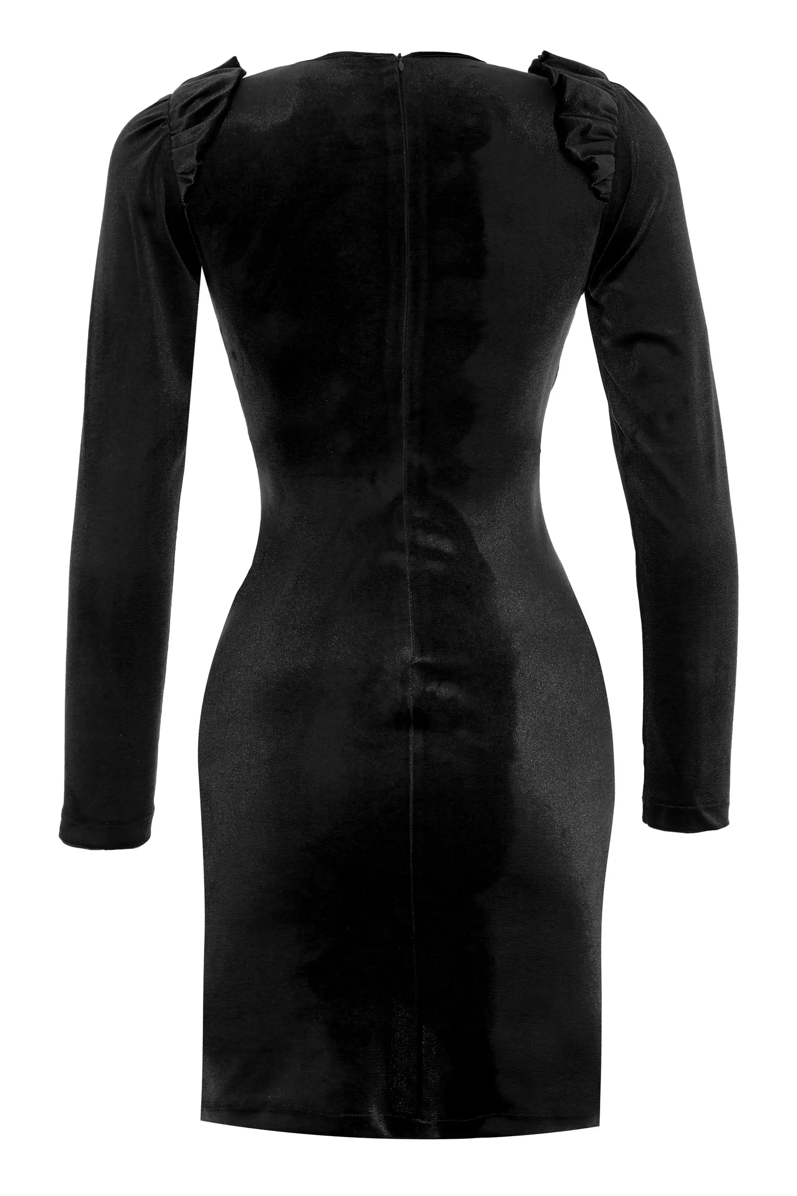 Black Velvet Long Sleeve Mini Dress