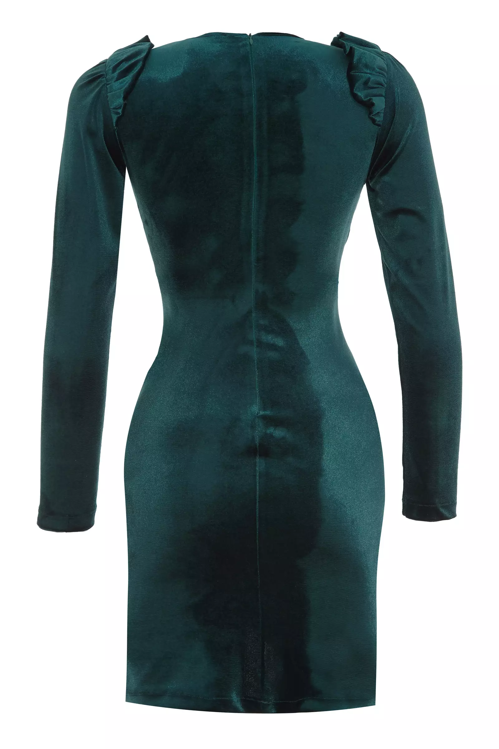 Green Velvet Long Sleeve Mini Dress
