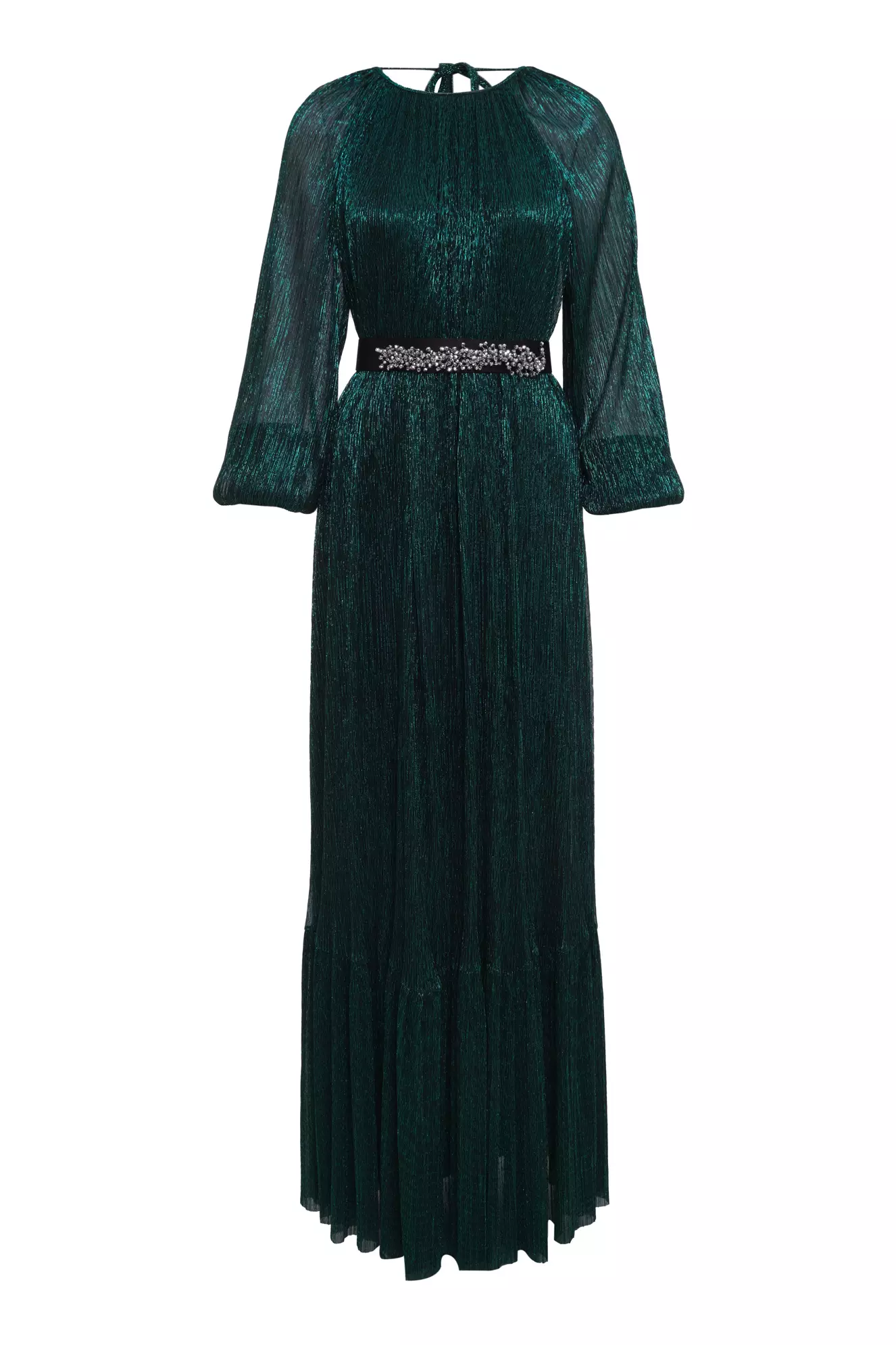 Green Sparky Long Sleeve Long Dress