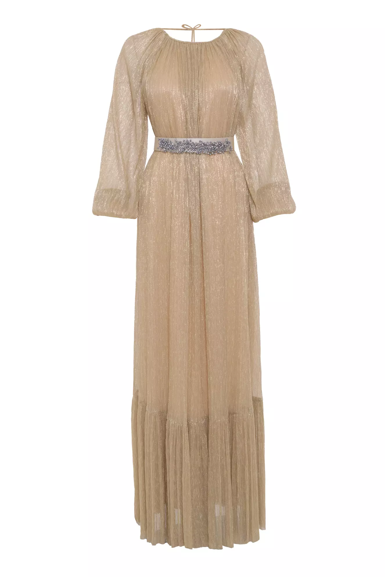 Gold Sparky Long Sleeve Long Dress