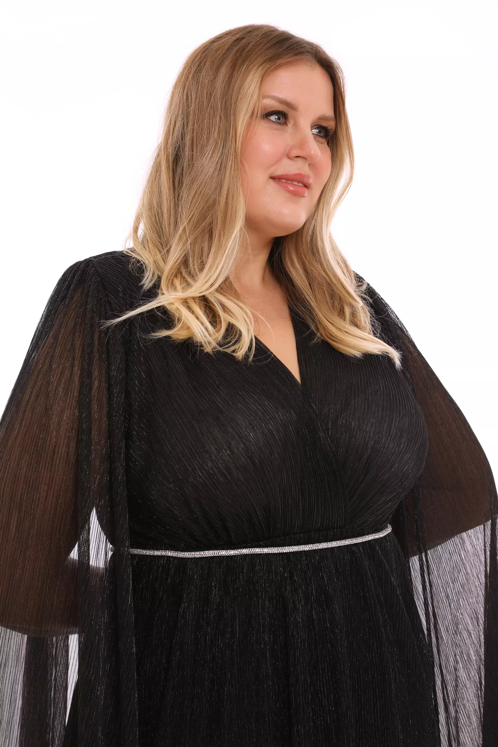 Black Plus Size Moonlight Long Sleeve Mini Dress