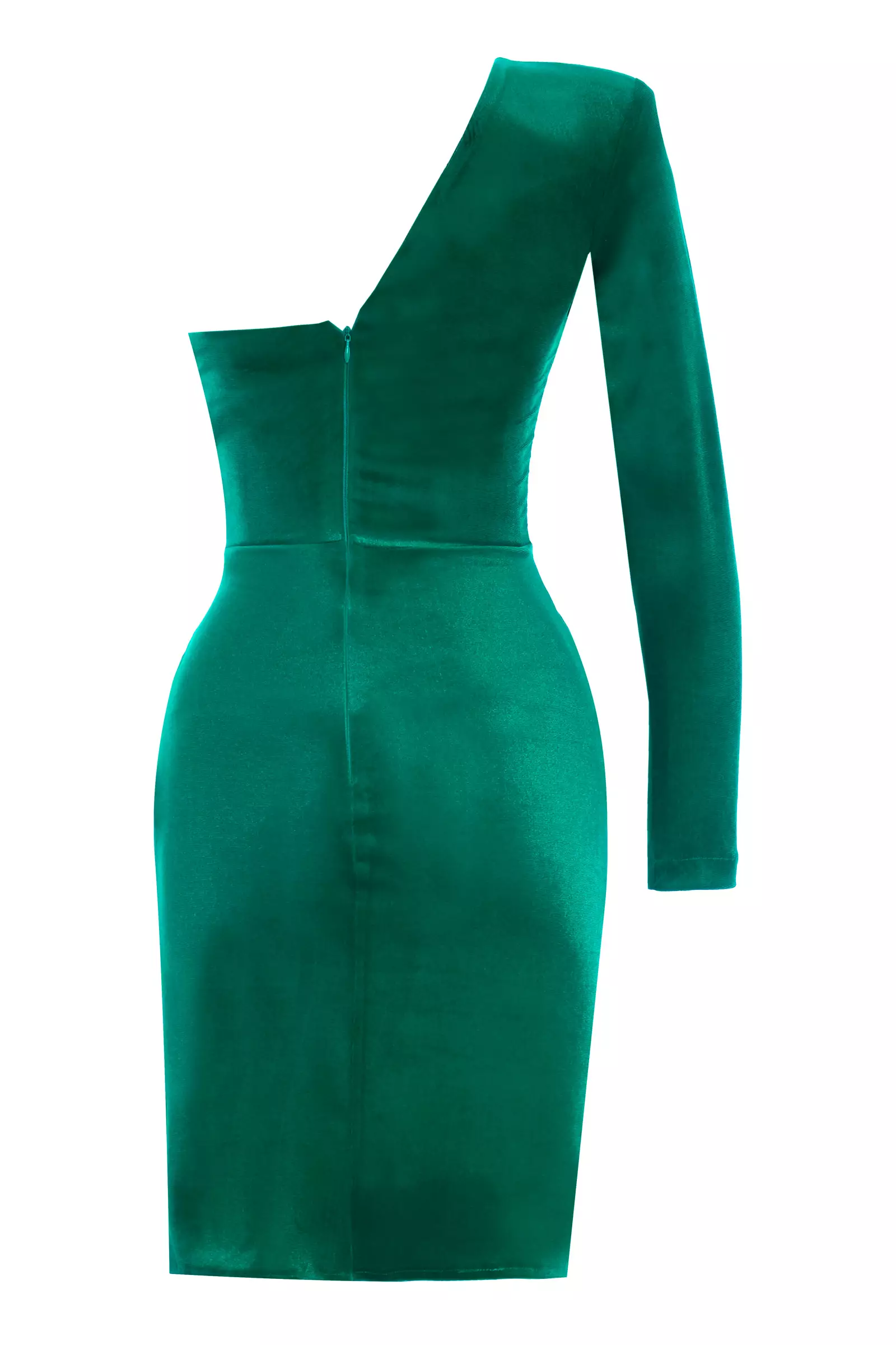 Green Velvet One Arm Mini Dress