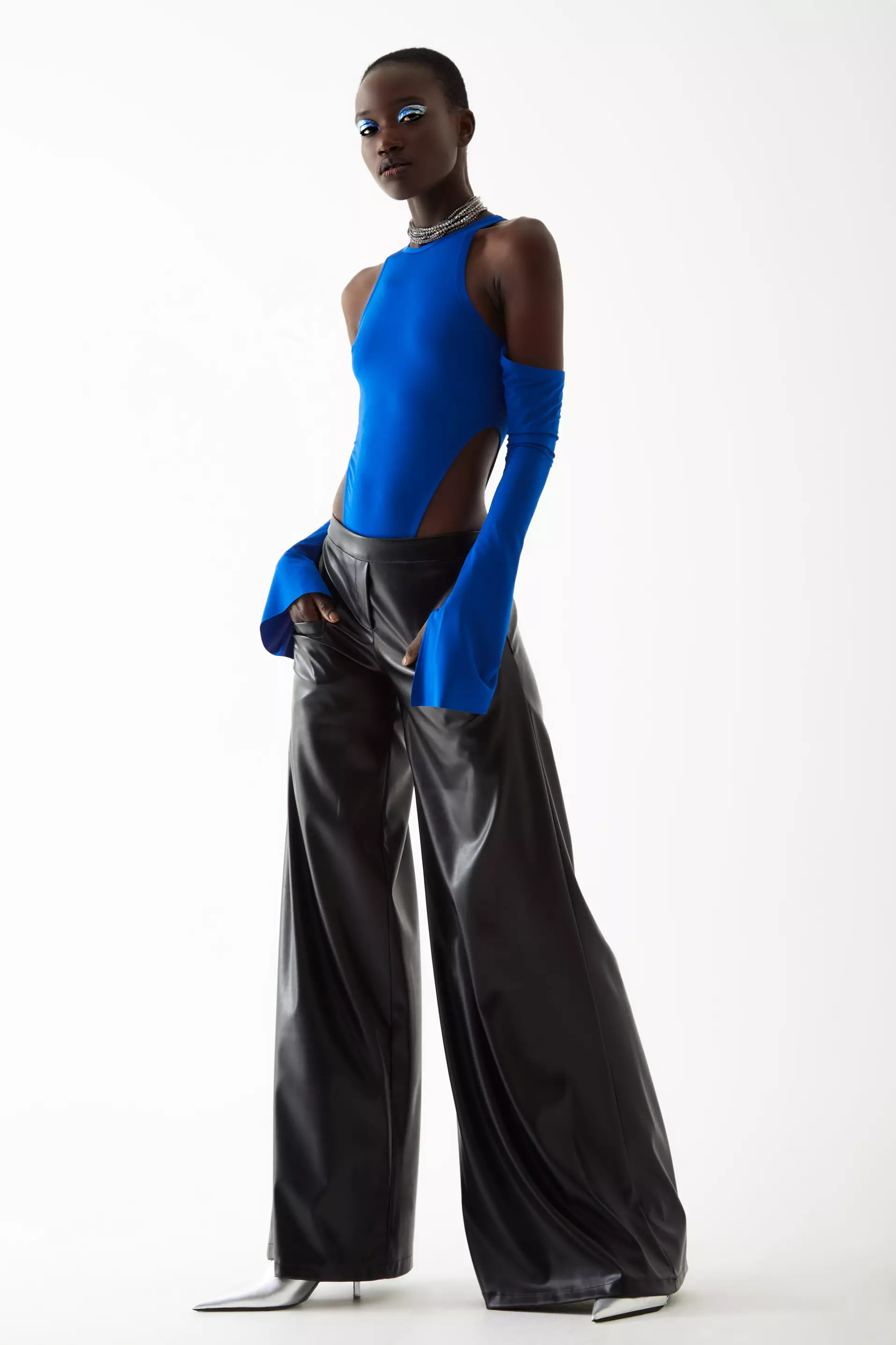 Blue Sendy Long Sleeve Midi Shirt
