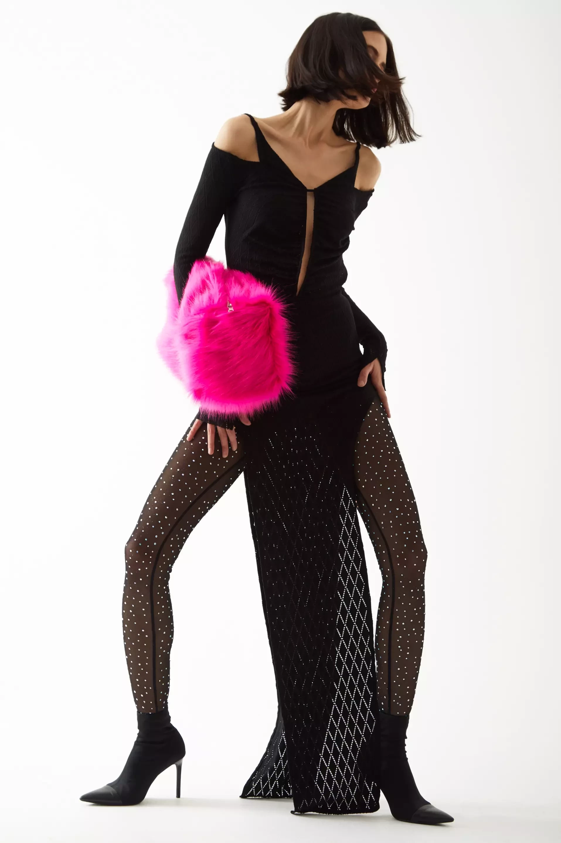 Black Knitted Long Sleeve Maxi Dress