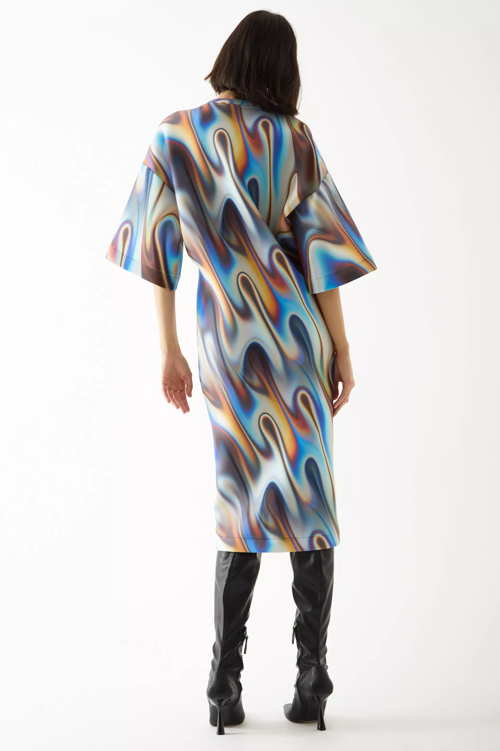 Printed Dalgic Long Sleeve Maxi Dress