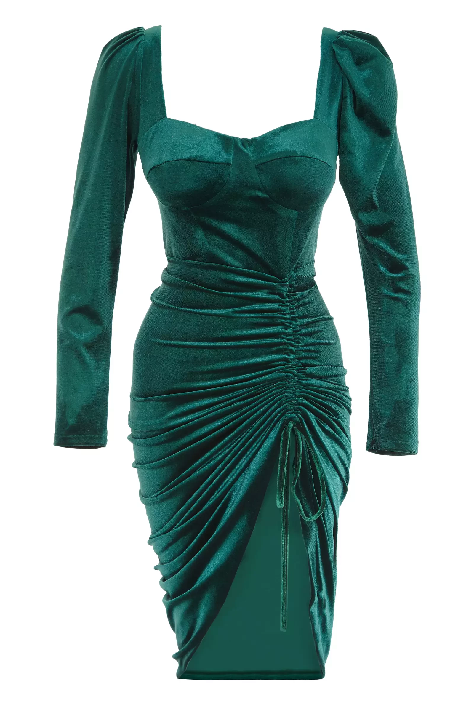 Green Velvet Long Sleeve Maxi Dress